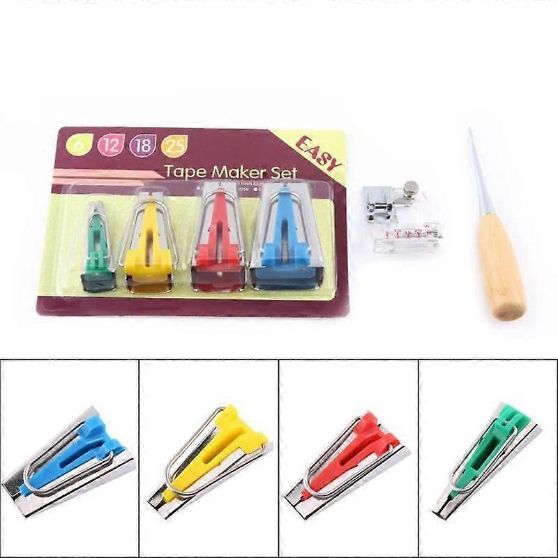 6pcs Bias Tape Maker Sewing Tool Kit 6121825mm-STR
