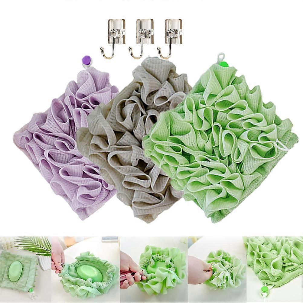 The Leeffa Soft Loofah,2in1 Bath Loofah Sponge (3PCS)