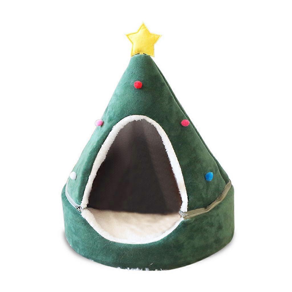 Cat Cave Bed Tent for Indoor Small to Large Cats Machine Washable Detachable Design Ultra Soft with Anti-Slip Bottom  Green L