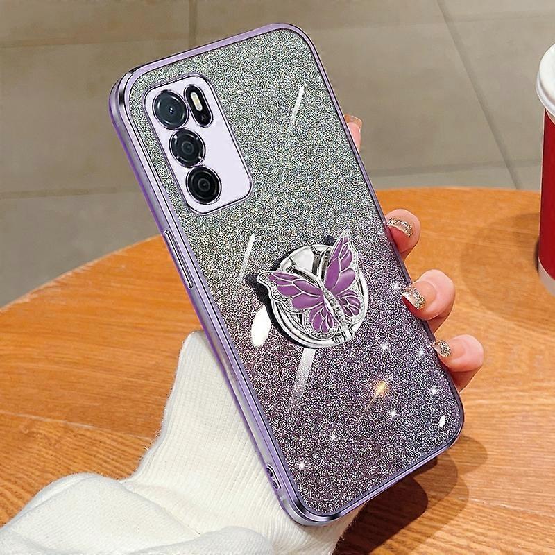 Plated Gradient Glitter Butterfly Holder TPU Phone Case