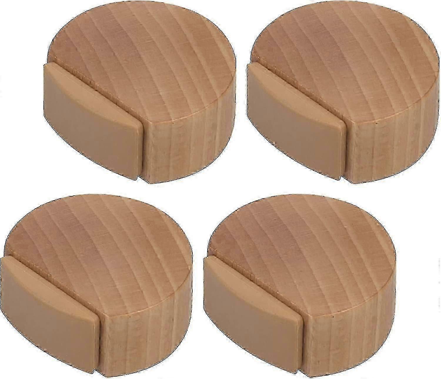 木製ドアストッパー4個セット - エレガントなフロアプロテクター