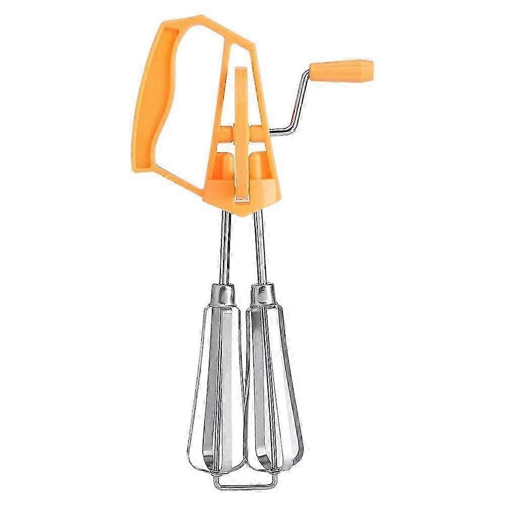 Handheld Rotary Egg Beater Manual Whisk Kitchen Tool (Orange)