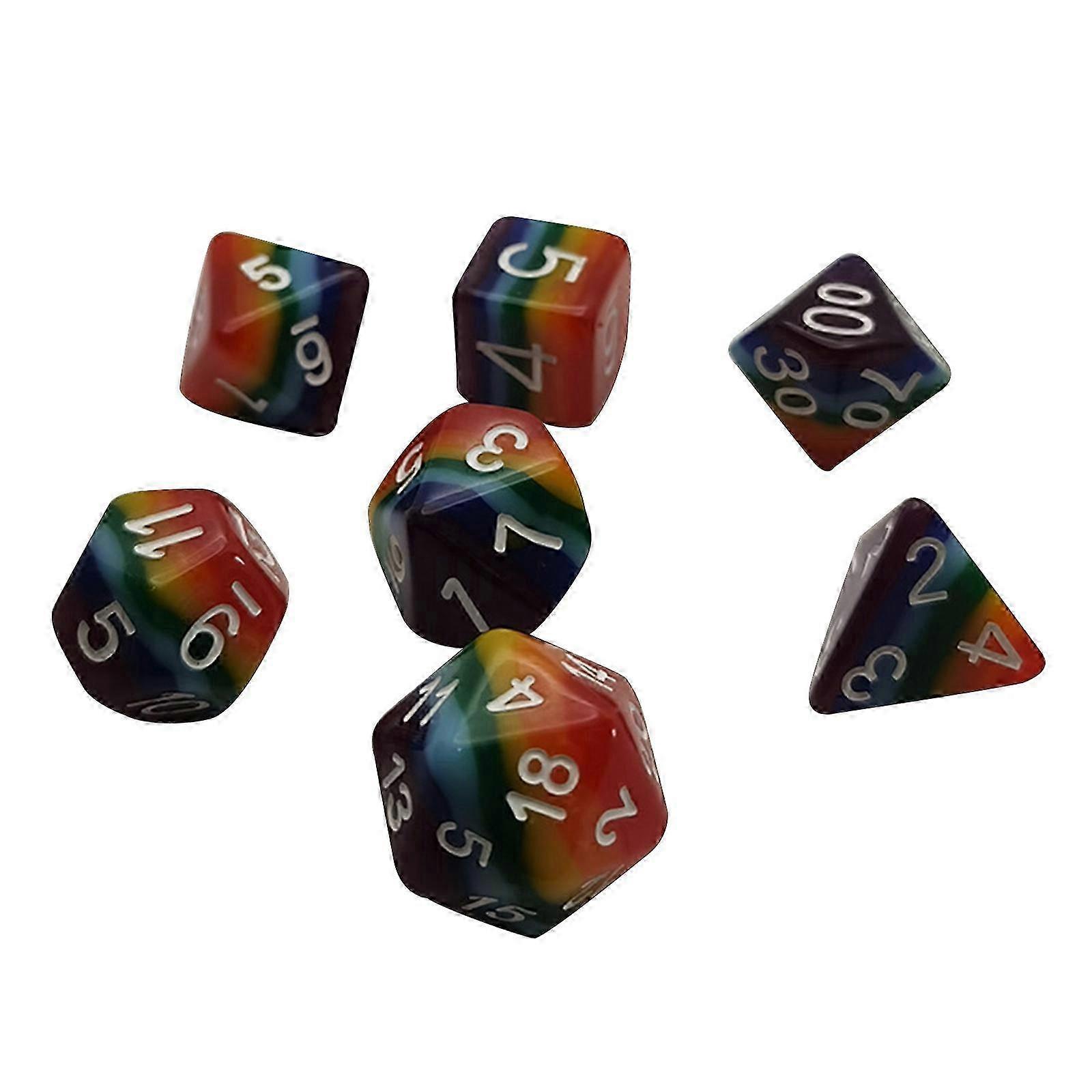7Pcs/pack Resin D4 D6 D8 D10 D12 D20 Game Props Educational Toys Digital Dices--