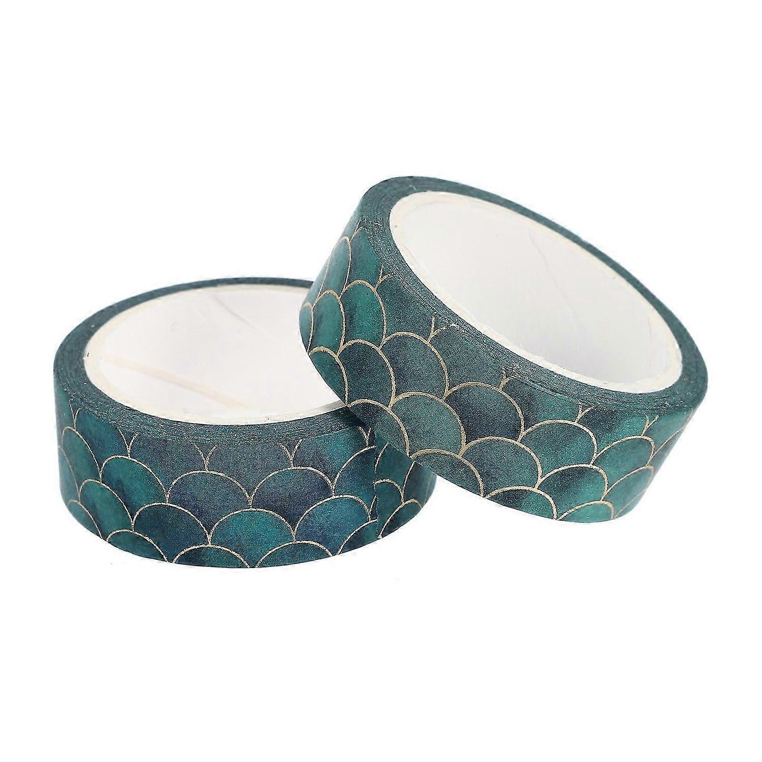 2pcs Fish Scale Pattern DIY Paper Stickers Decorative Tapes Assorted Color