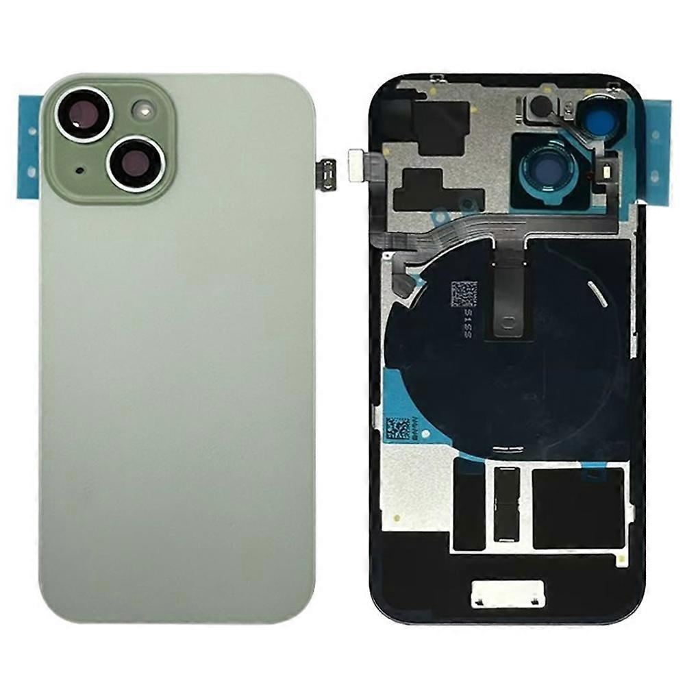 For iPhone 15 Battery Housing Cover + Camera Lens Cover + Bracket + Wireless Charging Port CableGree