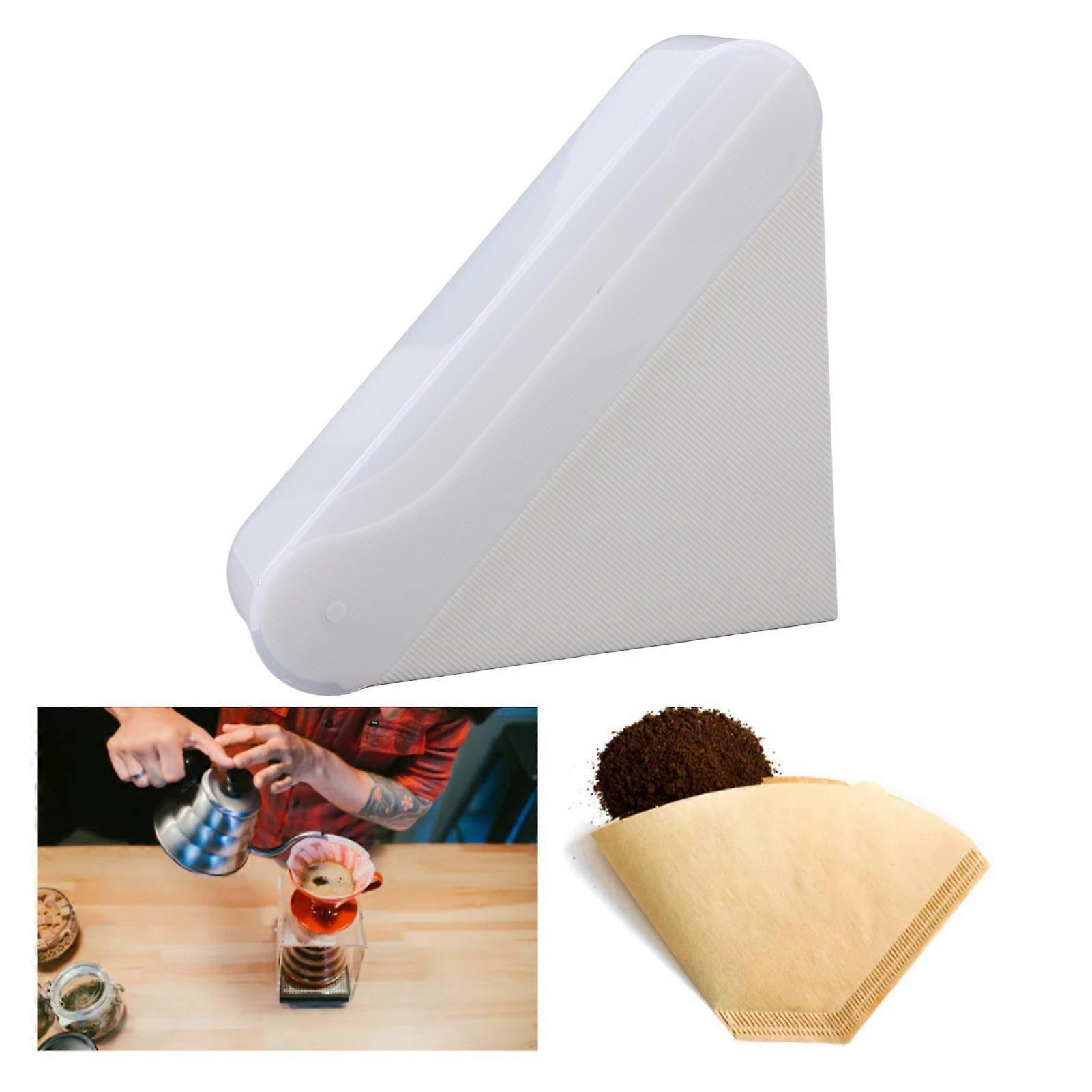 Coffee Filter Holder with Dust Proof Cover Universal Storage Dispenser Rack Coffee Filter Container for V01 Filter White 