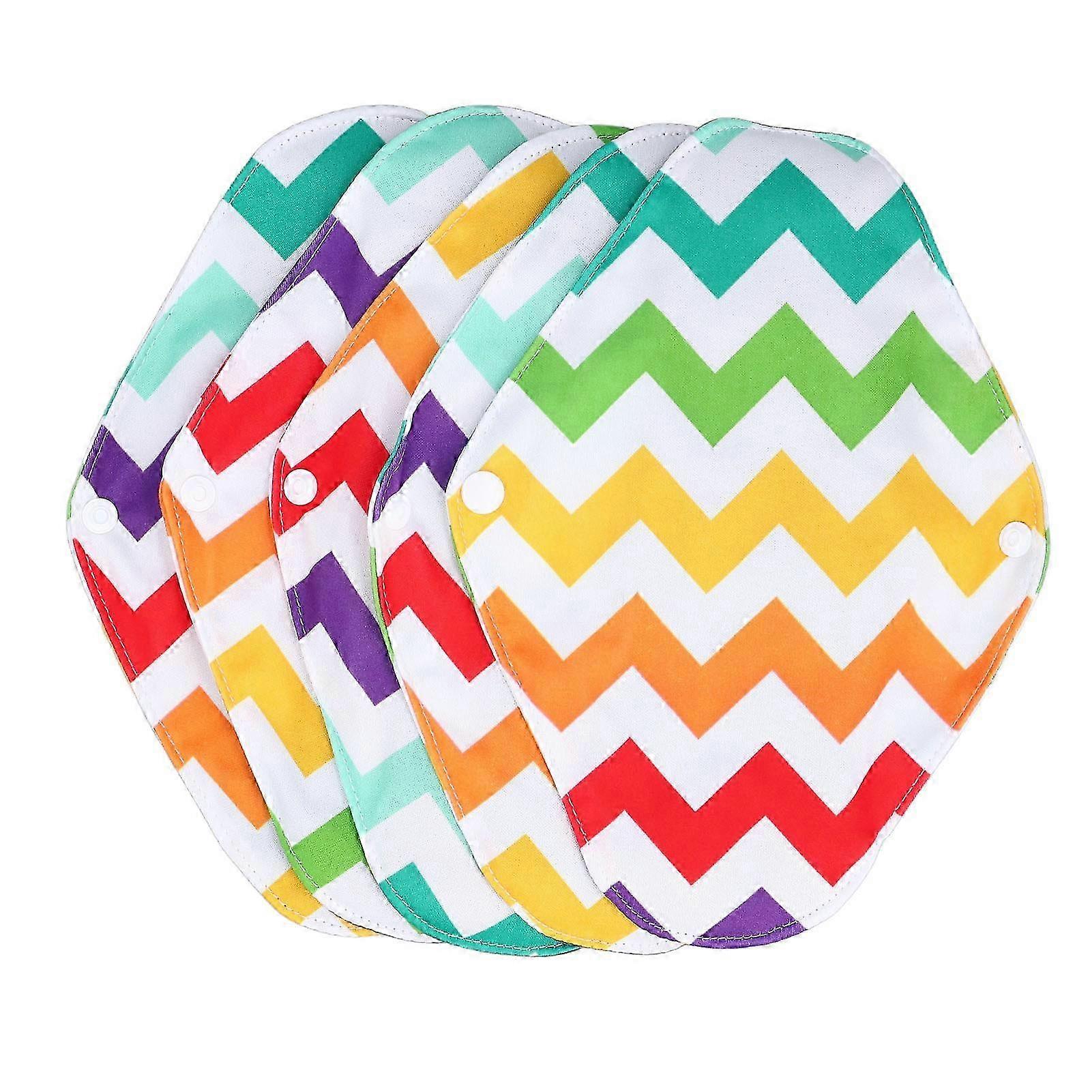 2025 5pcs Reusable Sanitary Bamboo Charcoal Cloth Stitching Super Absorbent Layer Waterproof Menstrual Period Pads 18 X 25cm