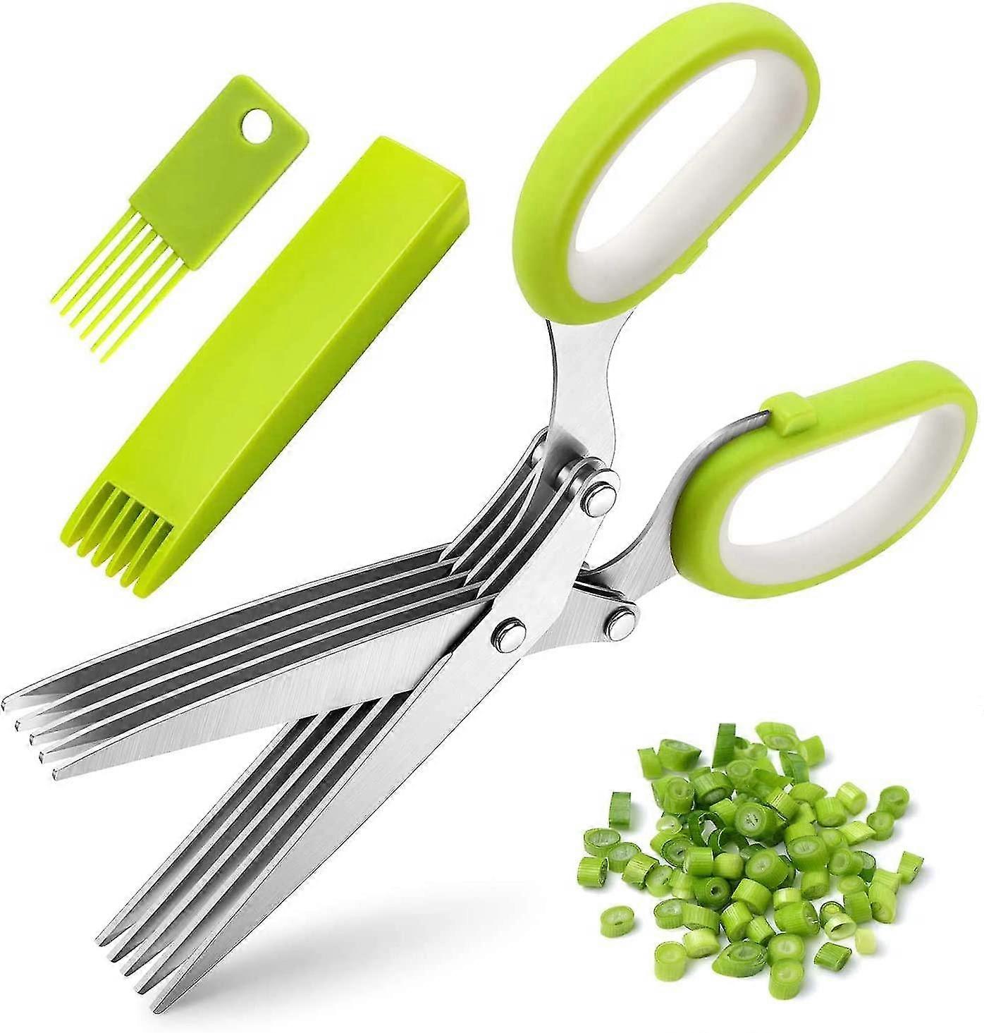 Stainless Steel Three Piece Kitchen Herb Scissors with 5 Blades Multi-Purpose