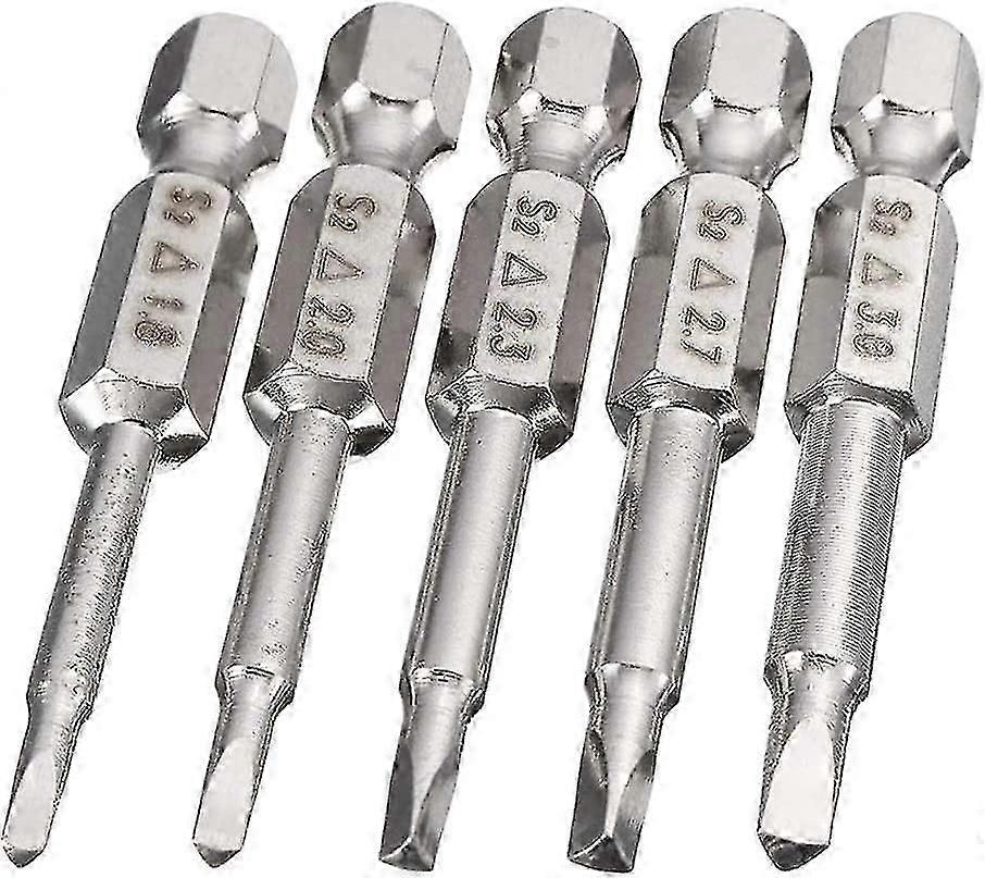Magnetic Triangle Screwdriver Bits 5-Piece Set, S2 Steel 50mm 1/4" Hex Shank for Security Screws