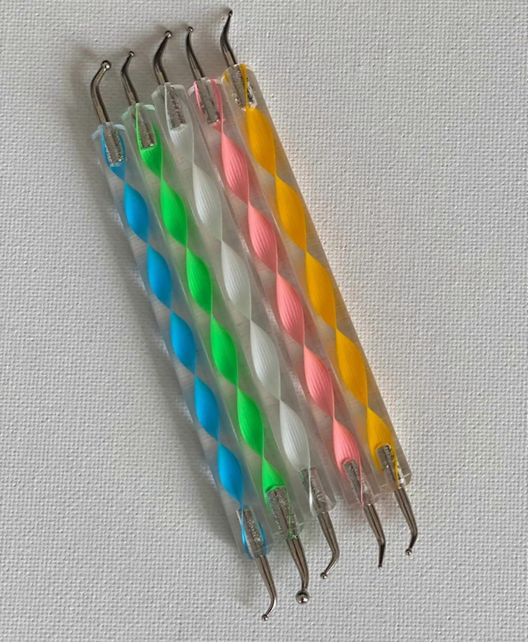 Set of 5 Curved Tips Dotting Tool, Bent Assorted Dot Sizes Boho Decor Art Nail Art Spiral Ribbon, Dot Tool, Dotting Tool Set Ref: 9018