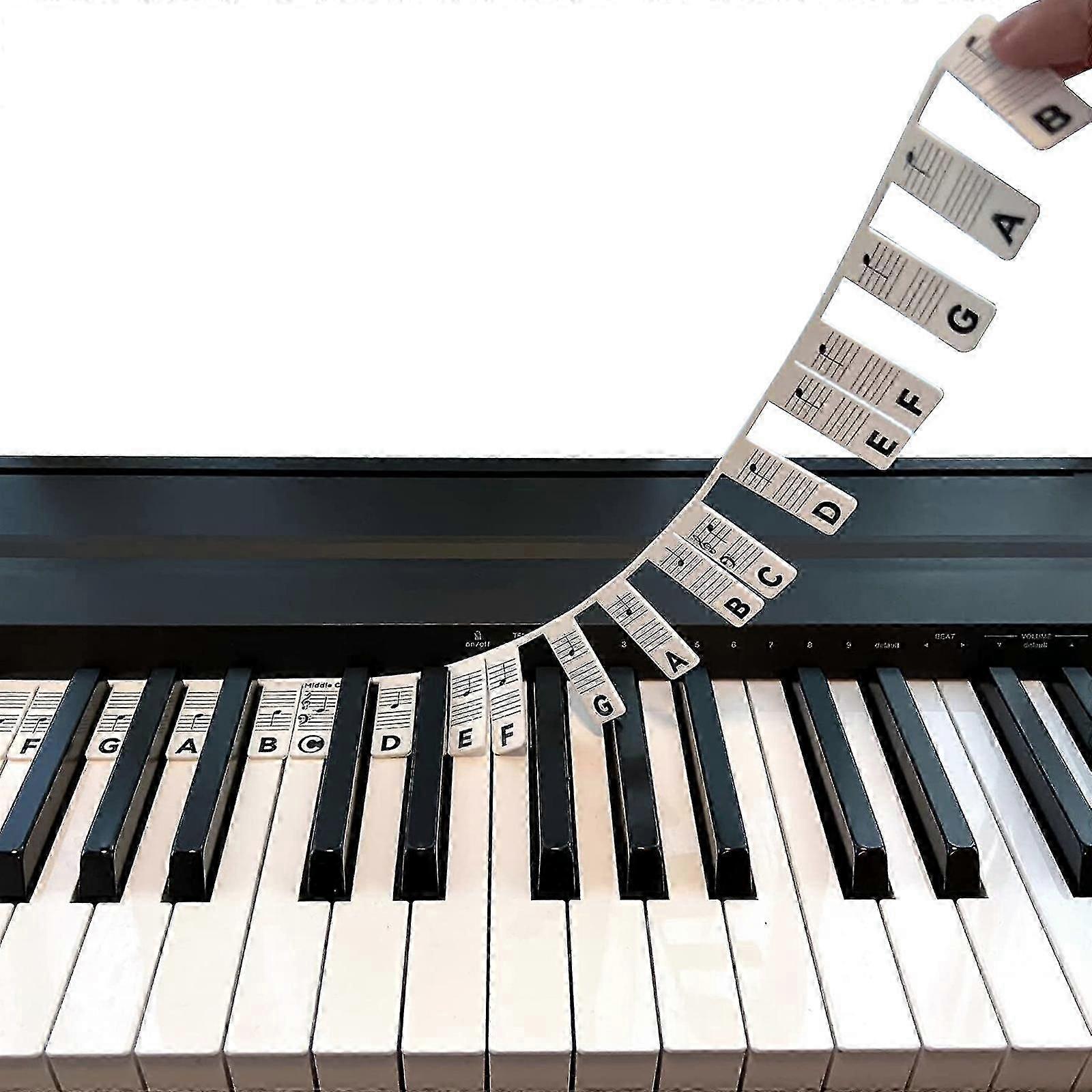 Beginner Piano Keyboard Note Labels - 88 Key Silicone Removable Guide for Learning, No Stickers Needed