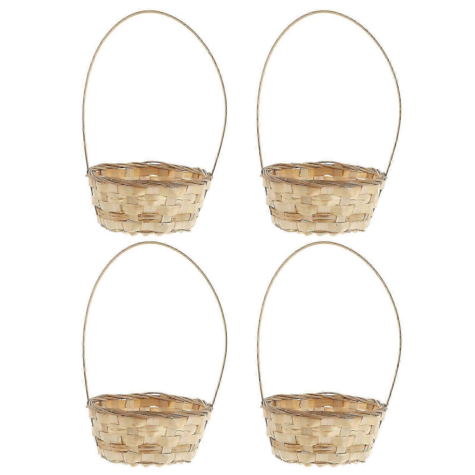 4pcs竹ピクニックバスケットフラワーホルダー収納家の装飾
