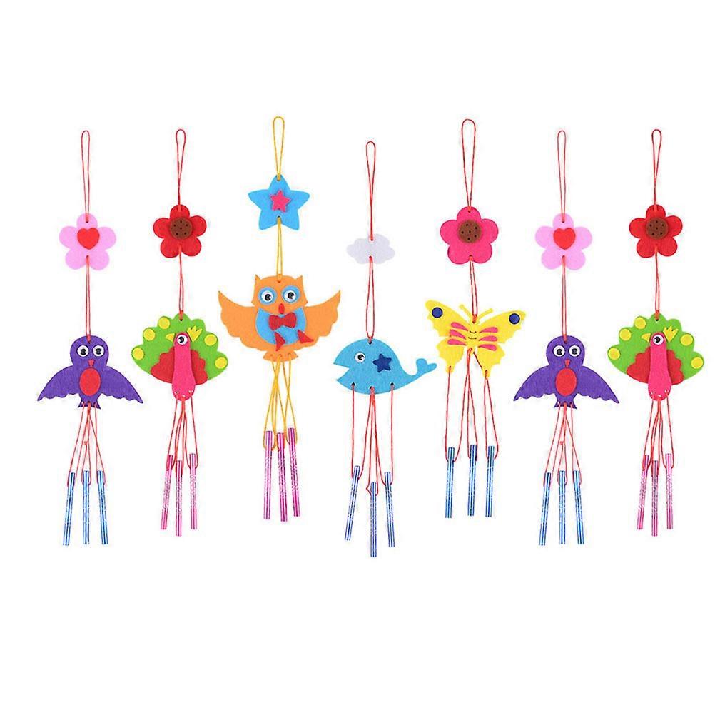 Wind Chimes Hanging Ornaments Children Diy Non-Woven Fabric Handmade Cartoon Shape Random Style 8Pcs 40X10Cm