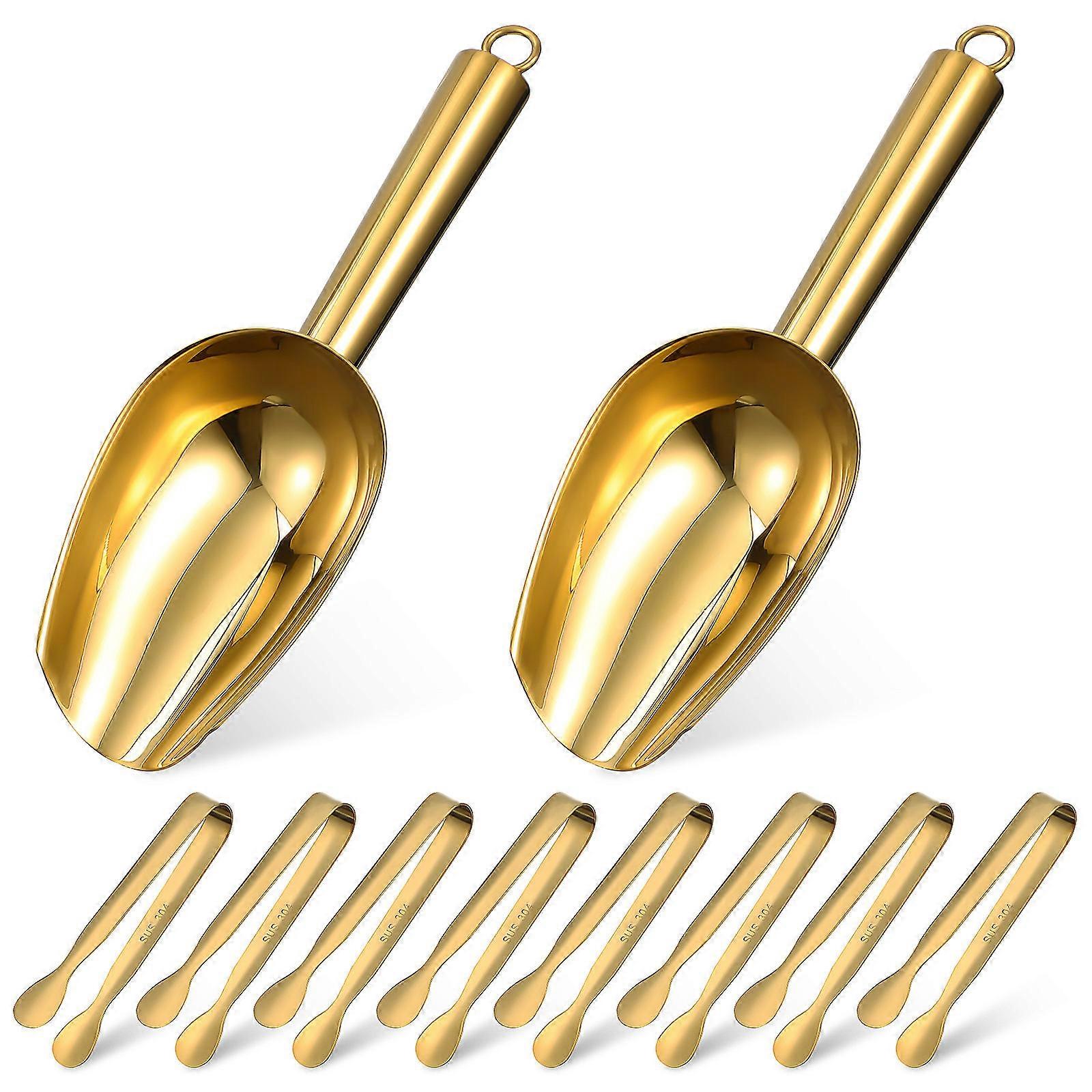 مخلب نمط الجليد ملقط معدني صغير من الفولاذ المقاوم للصدأ مجارف الثلج مريحة قبضة المطبخ حزب 2 قطعة