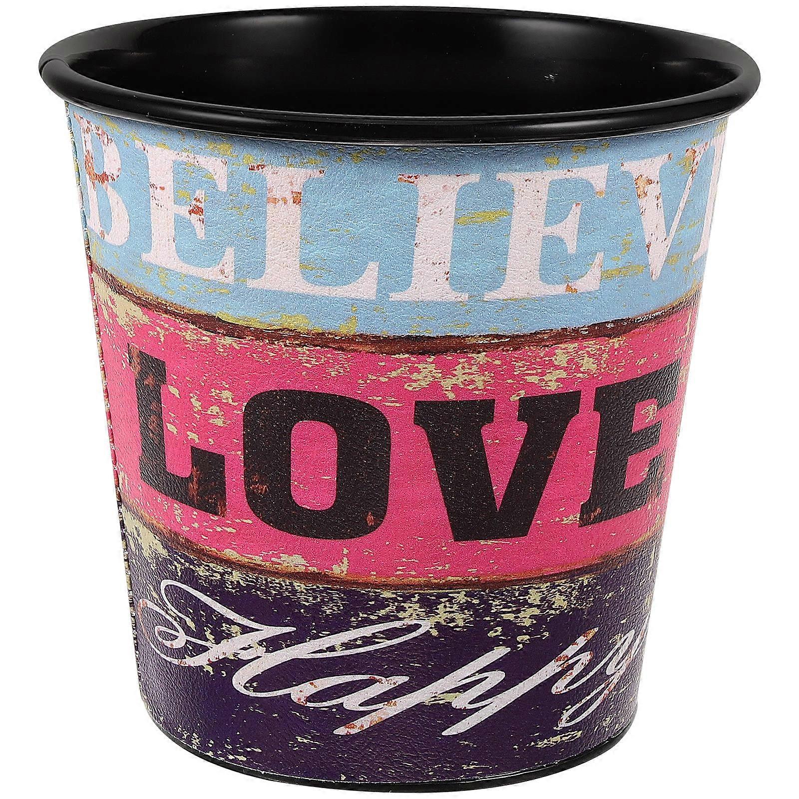 Mini Trash Bin Retro Style Tabletop Garbage Can Assorted Color 16.50X16.50X16.00CM 1Pcs