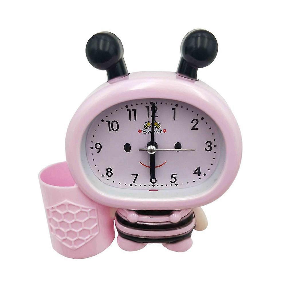Desk Table Clock Bee Shaped With Temperature Display And Sounds Control Pink 1Pc
