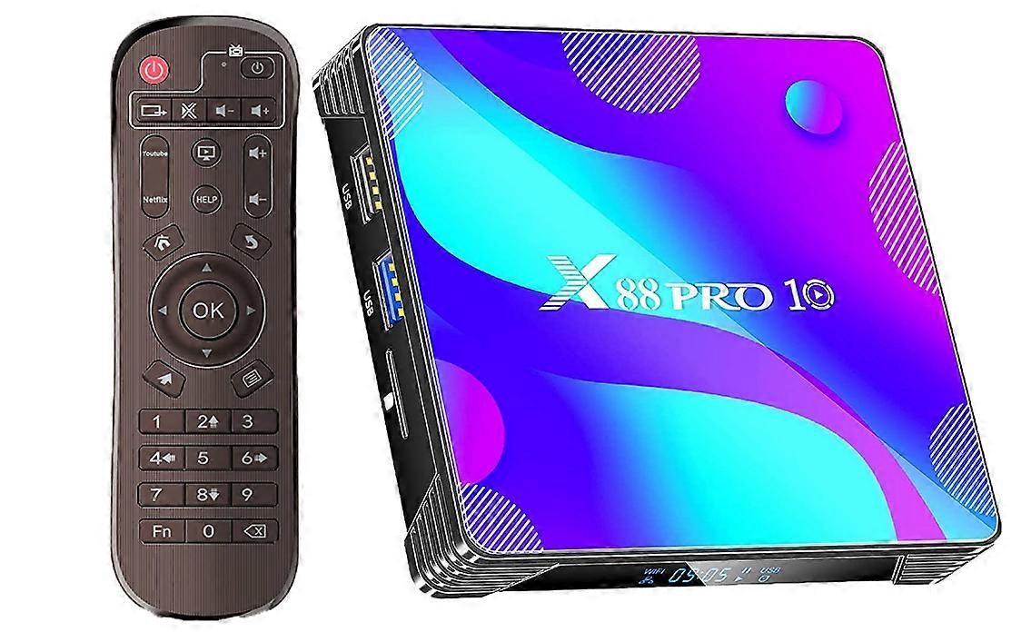 TV Box, Smart TV Box Android 11.0 4GB RAM 64GB ROM RK3318 Quad Core Cortex-A53 CPU Support Cast Screen 2.4G/5G WiFi BT 4.0 USB 3.0 LAN 100M Ethernet 3