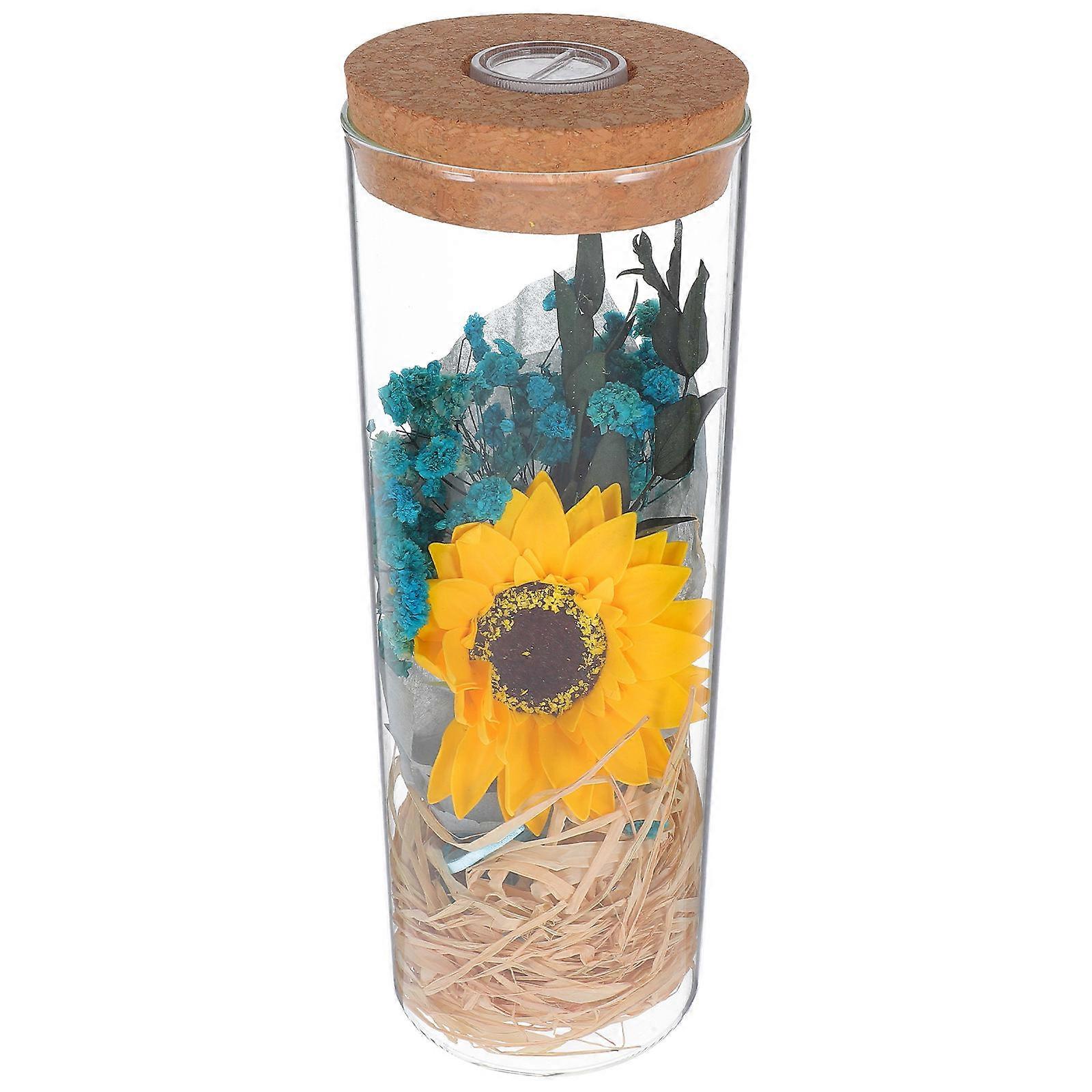 رومانسية محفوظة زهرة زجاجة الصابون الزهور زجاجة حفل زفاف الحاضر عباد الشمس الأصفر 8 * 22 سم 1 مجموعة