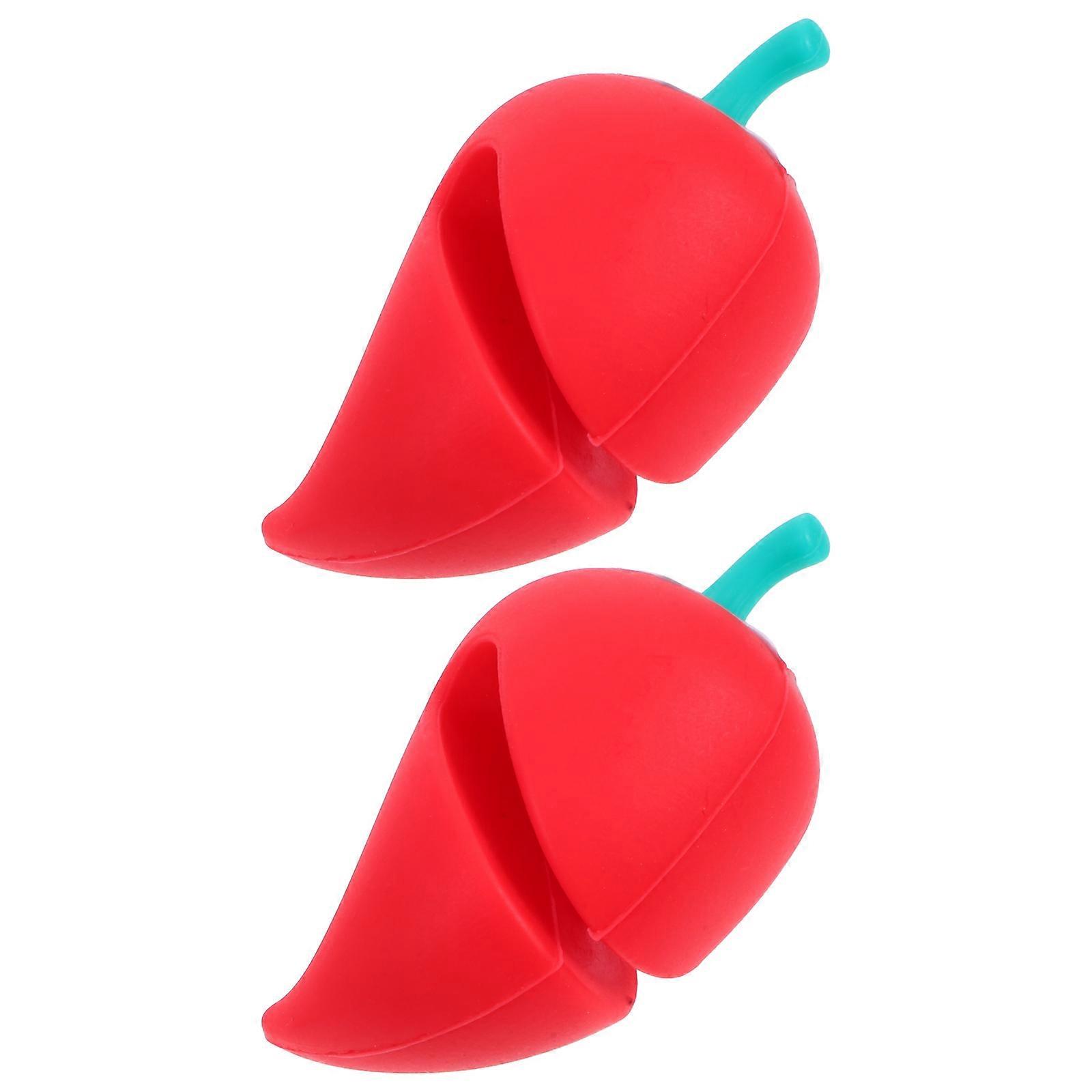 Silicone Steam Releaser Lid Lifters 2pcs Cute Pepper Shaped Boil Over Stopper Pot Lid Holders for Practical Kitchen Use, Creative Design