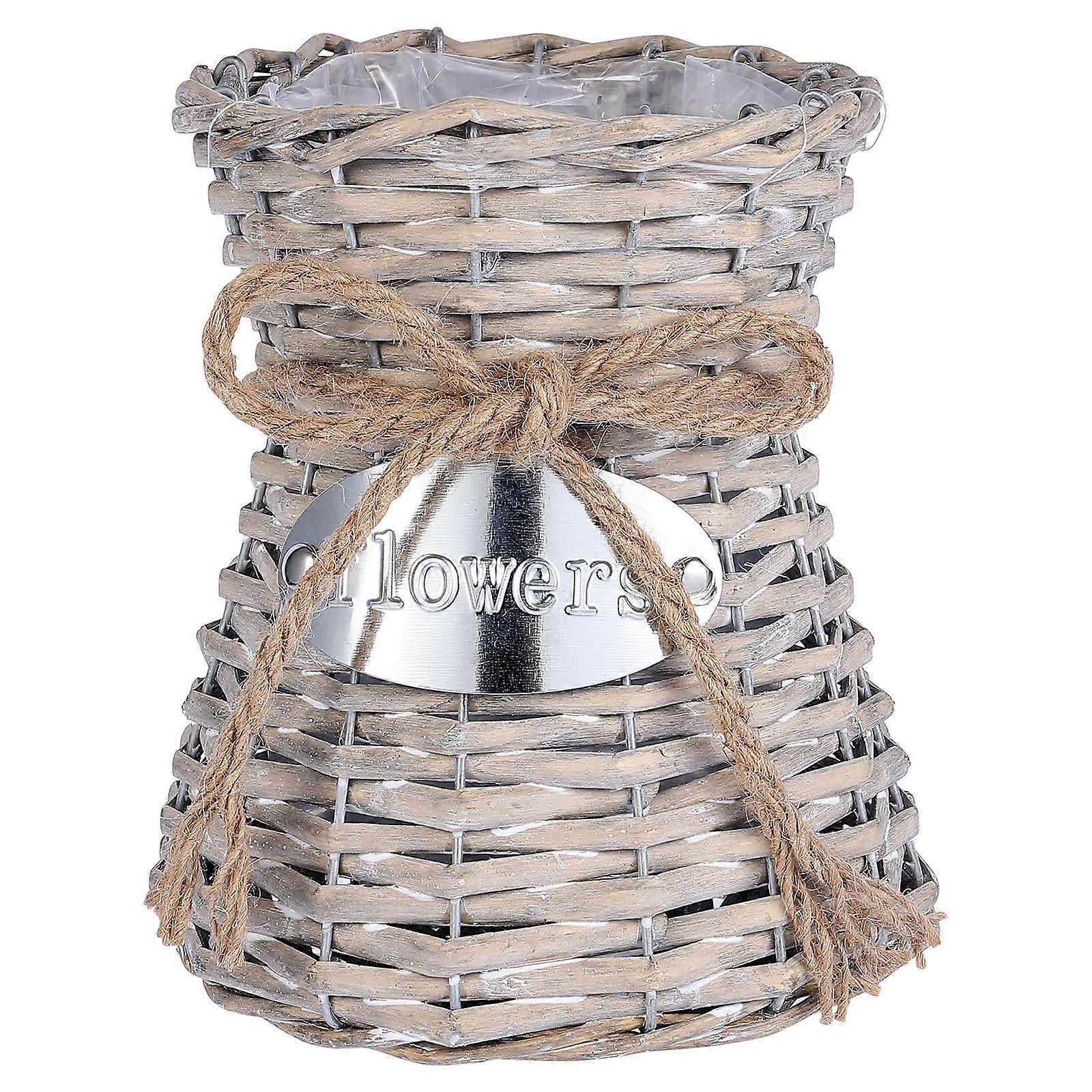 Delicate and PE Flower Basket with Vintage Style for Adornment Grey 1 Pc
