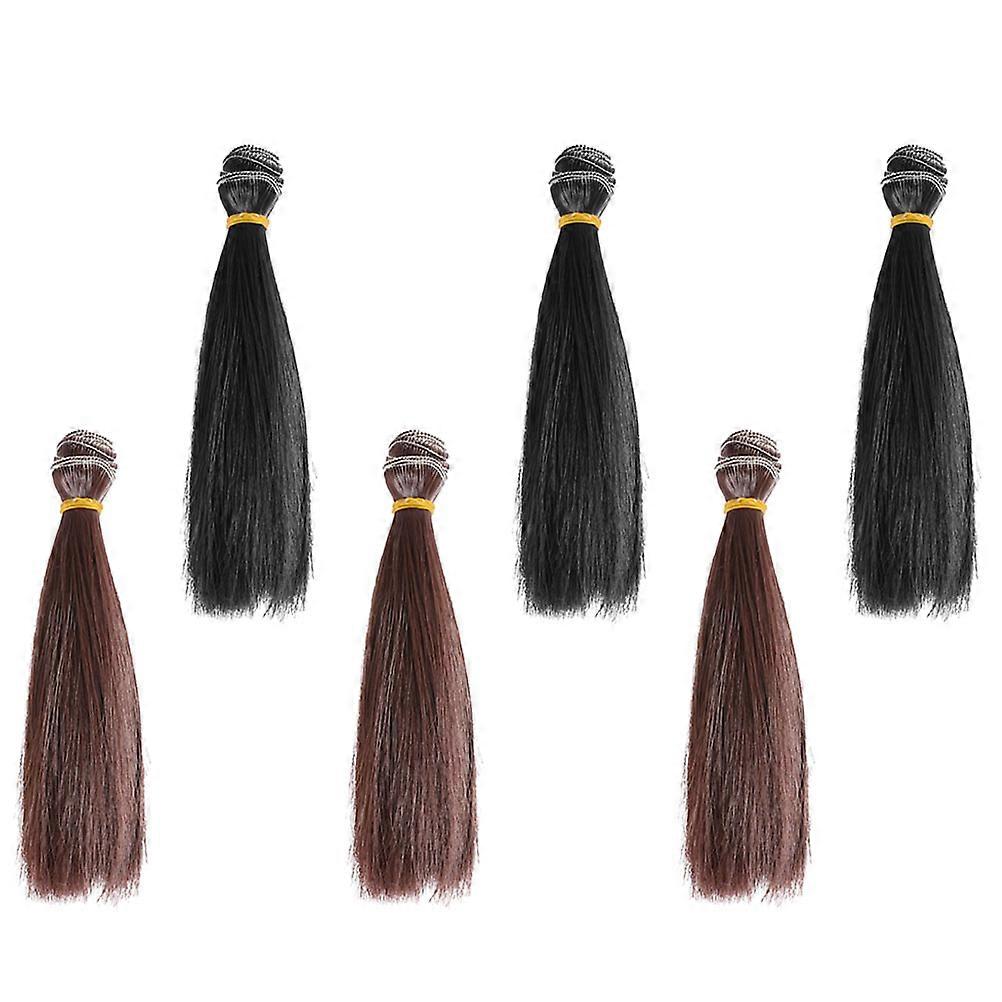Hair For Crafts Creative Doll Wig Fade Resistant Assorted Color 15X3Cm 6Pcs