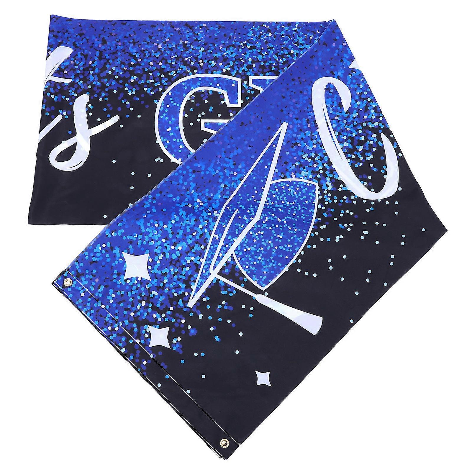 Congrats Grad Banner Graduation Banner Photo Backdrop Party Decoration Blue Rectangle 1Set