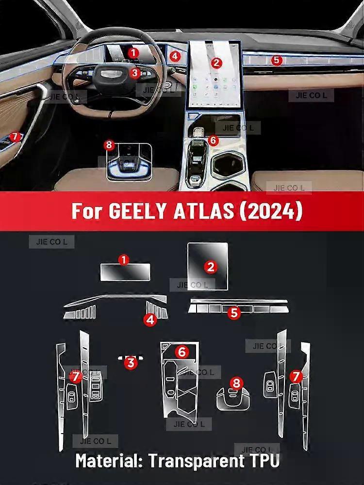 Anti-scratch Car Interior Center Console Media Dashboard Navigation TPU Protector Film For GEELY ATLAS 2024 2025