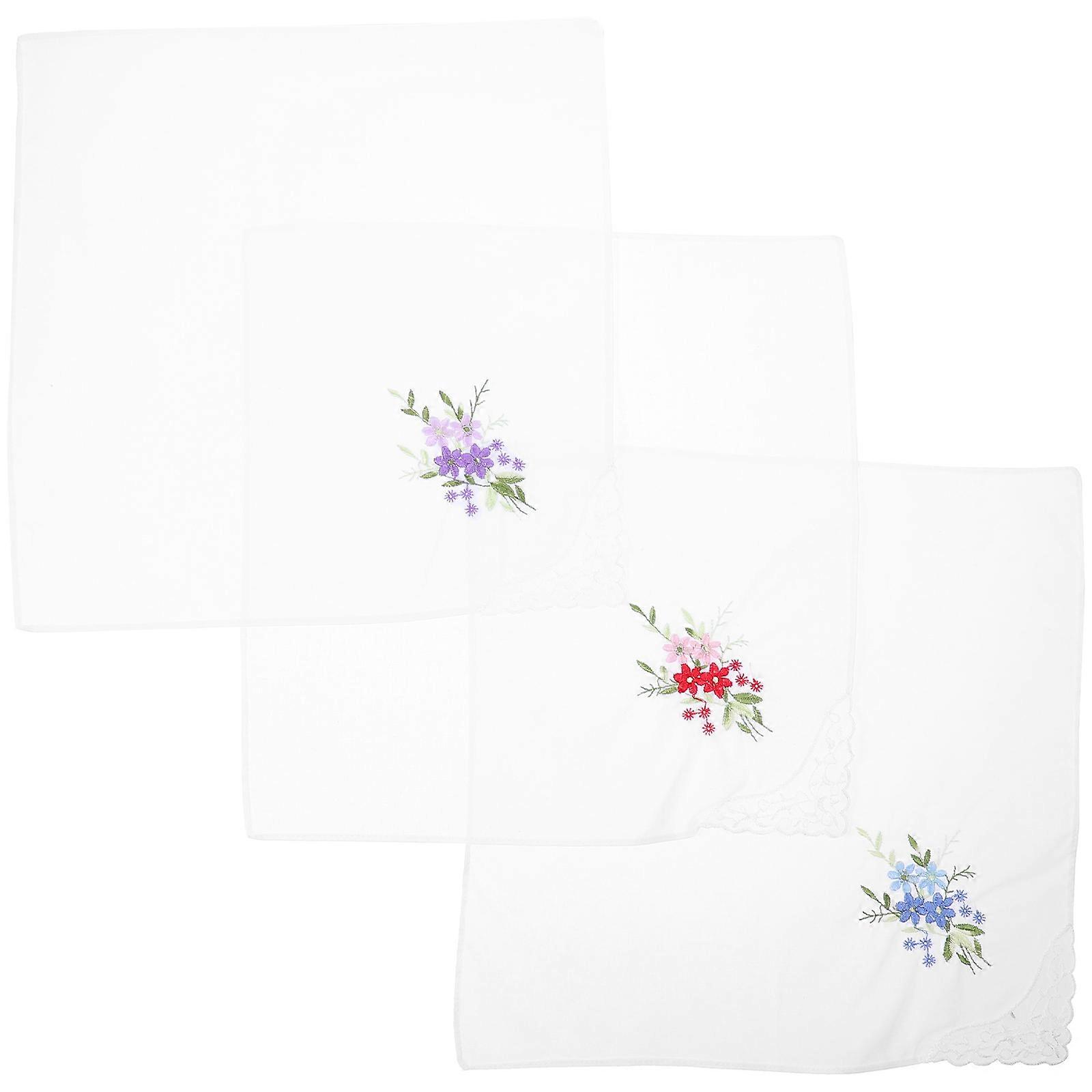 مناديل الدانتيل الأزهار خمر منديل زخرفي لون متنوع 11.00X11.00In 3 قطع