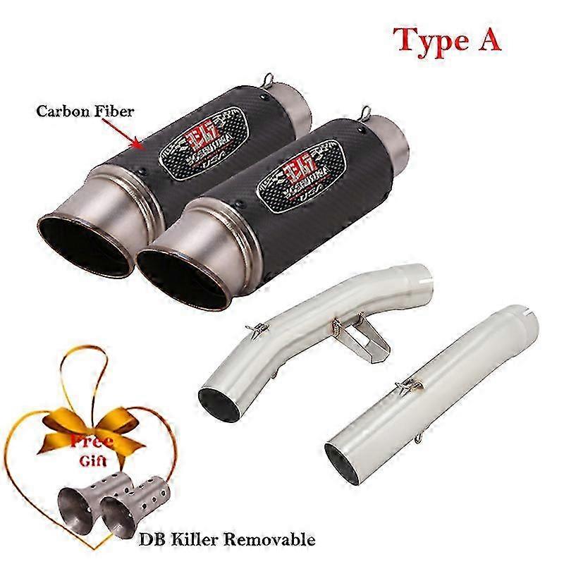 Motorcycle Exhaust System for compatible brand FJR 1300 2001-2022, modified silencer with dual DB Killer mid link pipe