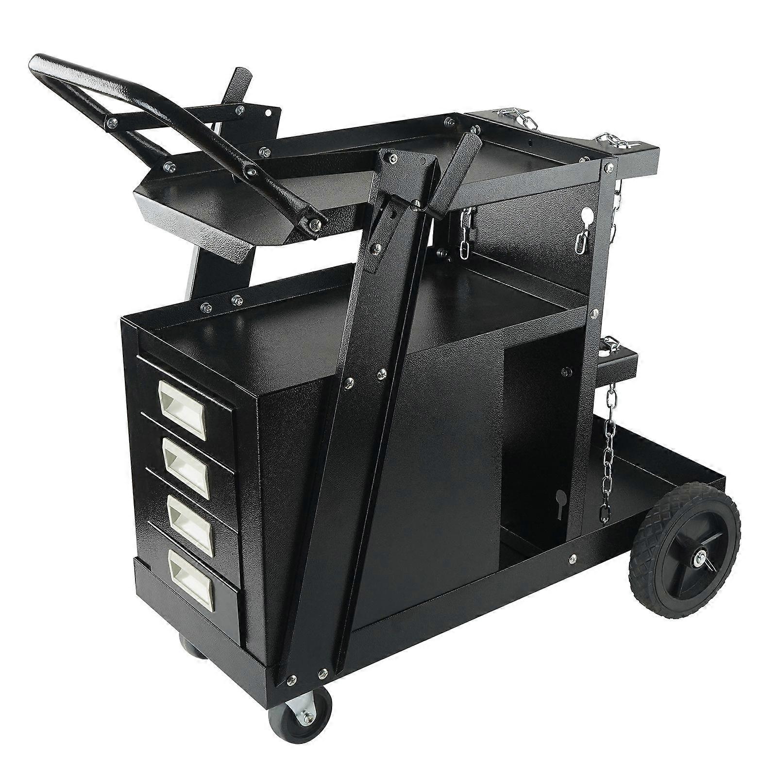 Welding Cart, 2-Tier 4 Drawers Welder Cart with 265 LBS Weight Capacity,for Mig Welder and Plasma Cutter