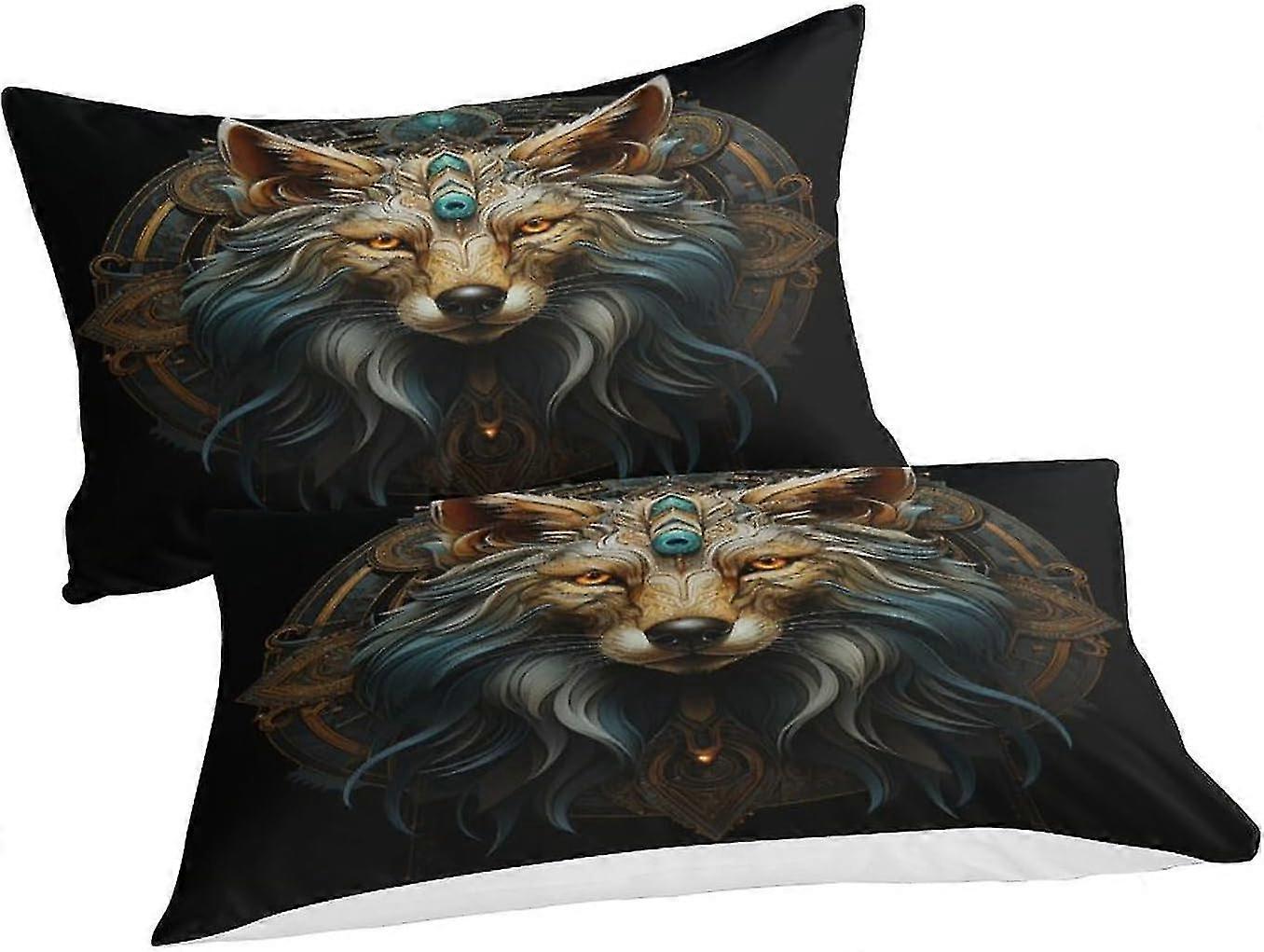 Conjunto de Capa de Edredom de Lobo Impresso em 3D com Fronhas e Fecho de Zíper, Microfibra Macia Hipoalergênica, Dupla