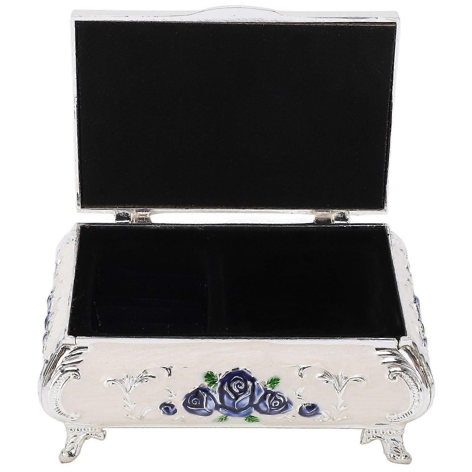 Caixa de joias vintage modelo mais recente de 2025 com rosas vintage e design em relevo de zinco