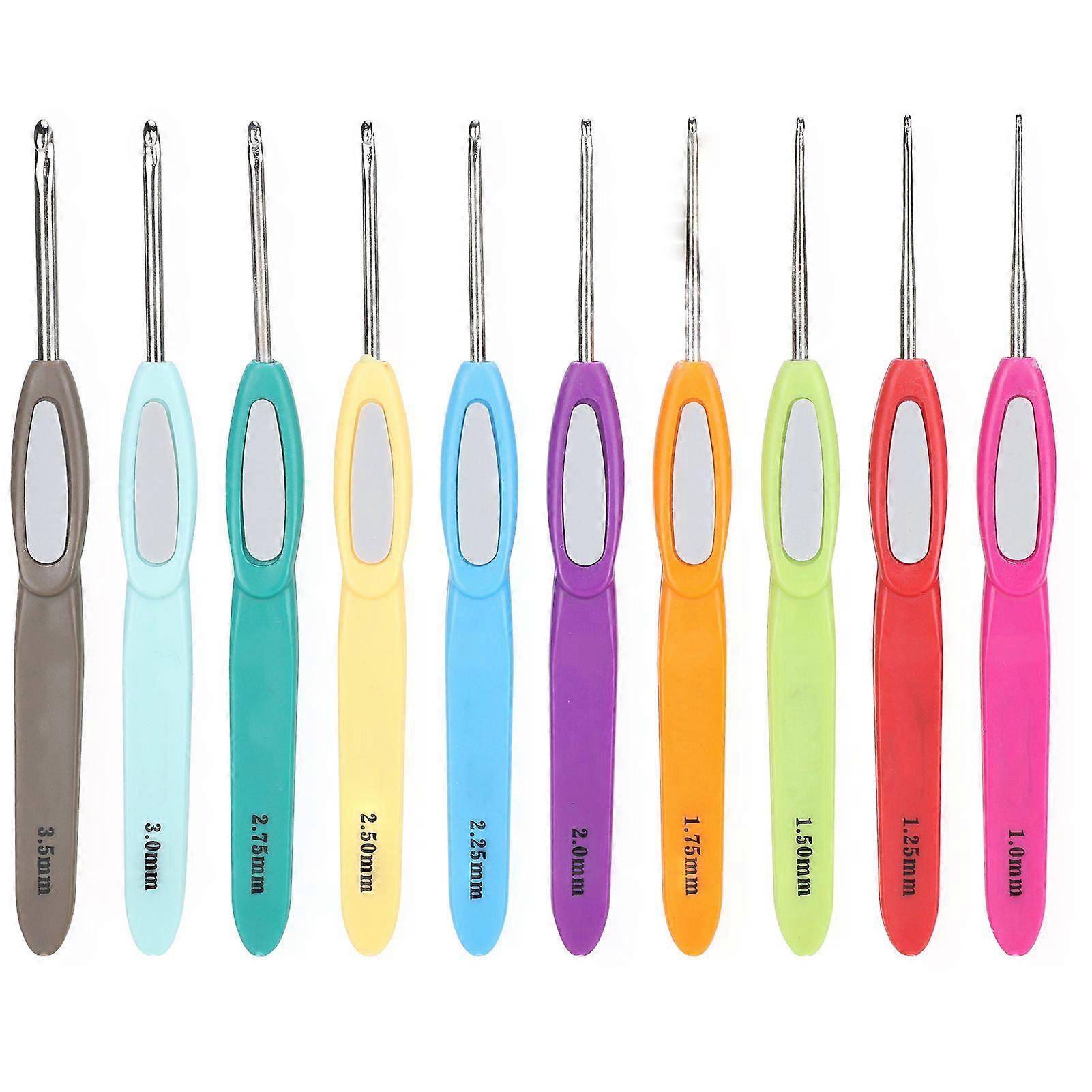 2025 أحدث موديل 10 قطع مجموعة الكروشيه البلاستيك غير الانزلاق مقبض اللون DIY غرامة