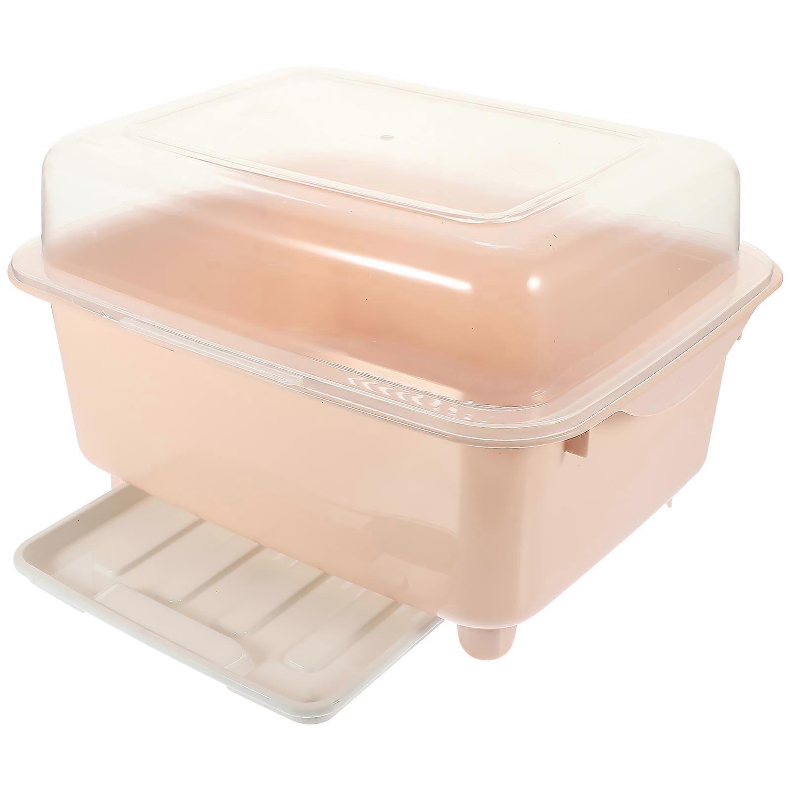 Bowl Drainer Tableware Drainer Box Kitchen Utensils Pink 31.50X25.50X19.00CM Drain Plate Design Drainage 1Pcs