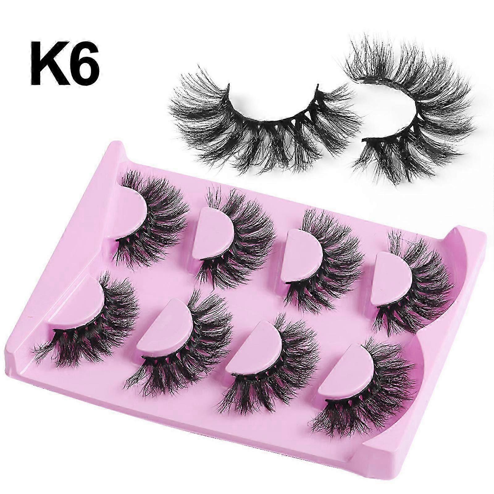 Fluffy Mink Lashes Natural Look D Curl Eyelashes Wispy Cat Eye Lashes Pack Long Volume Lashes 4pairs