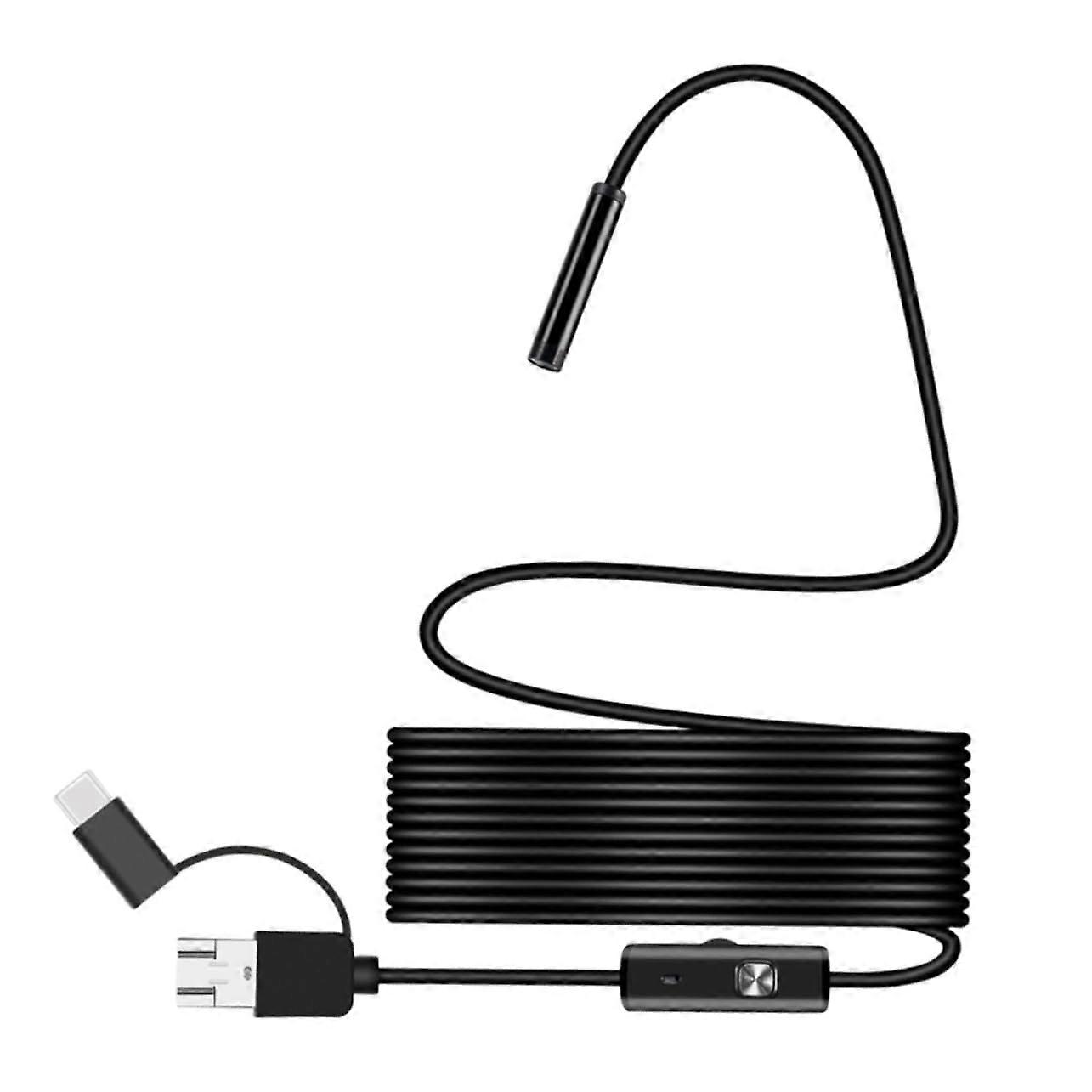 1 Piece Compatible with Endoscope Camera for Smartphones USB Endoscope Camera for PC Waterproof Inspection Camera for Compatible Black