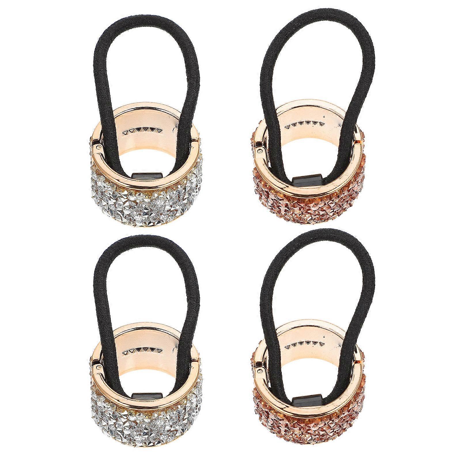 Bling Rhinestone Hair Cuff Rings for Women to Fix Hair with Elastic Band Inside Assorted Color