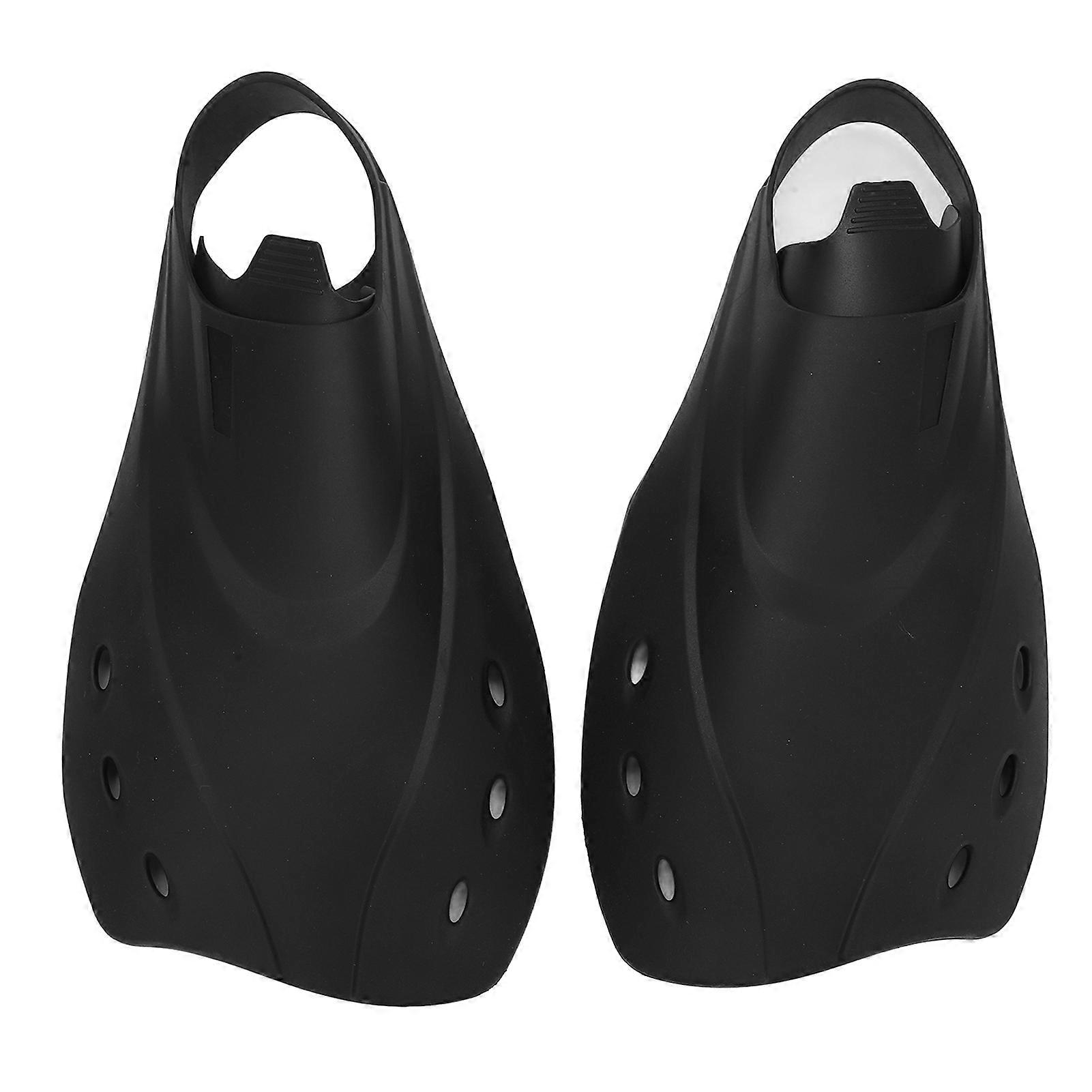 2Pcs Short Smoother Edges Drain Hole Design Moderate Softness Adjustable TPR Swimming Fins for Diving