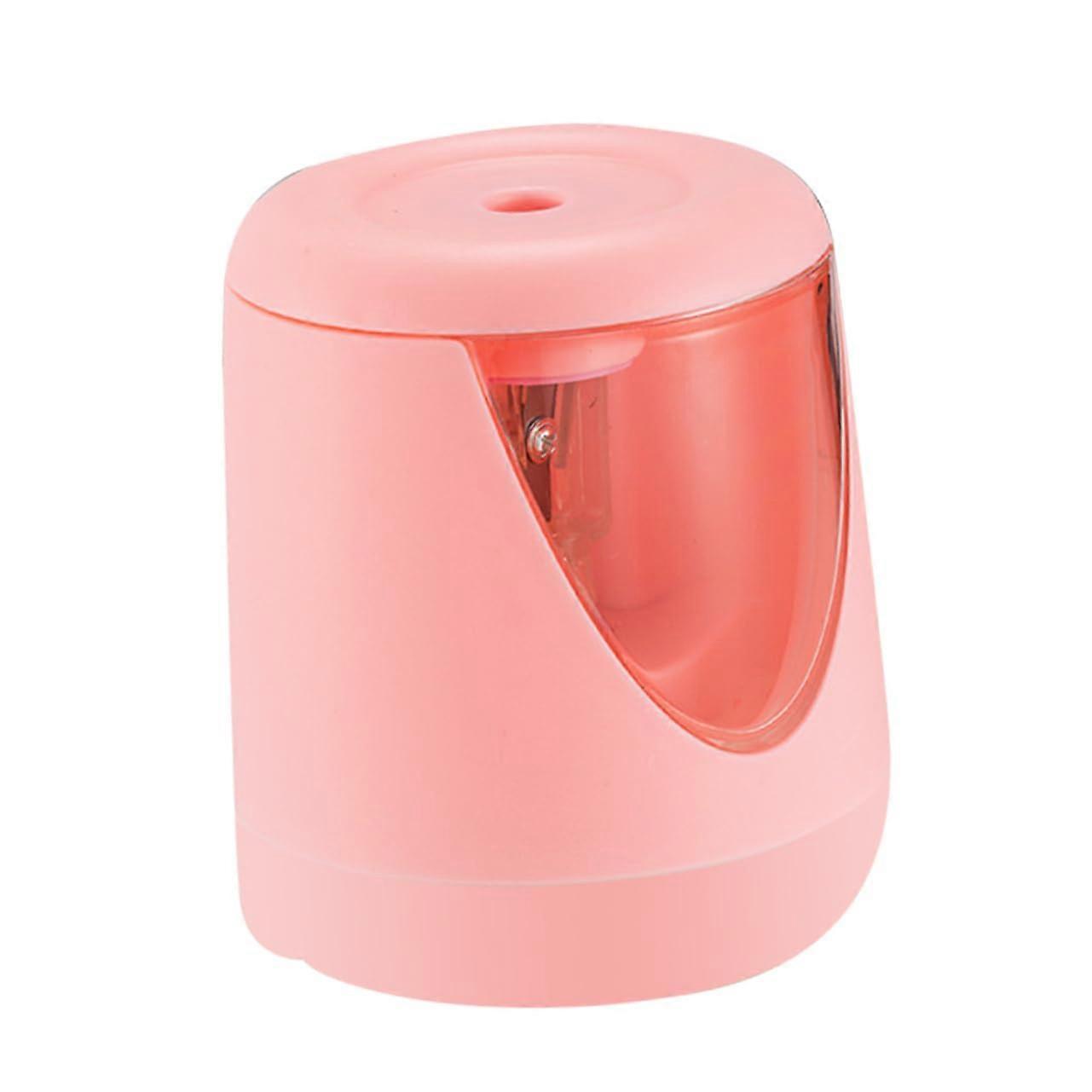 Electric Pencil Sharpener Battery Operated Portable Desktop Sharpener for Children ABS Material Pink Office Supplies