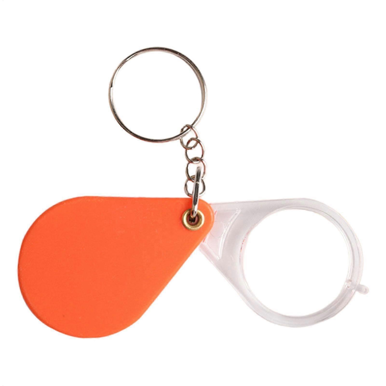 Pocket Magnifiers, Handheld Folding Key Cheese Magnifier, Portable Folding Pocket, Orange Magnifying Lens for Seniors