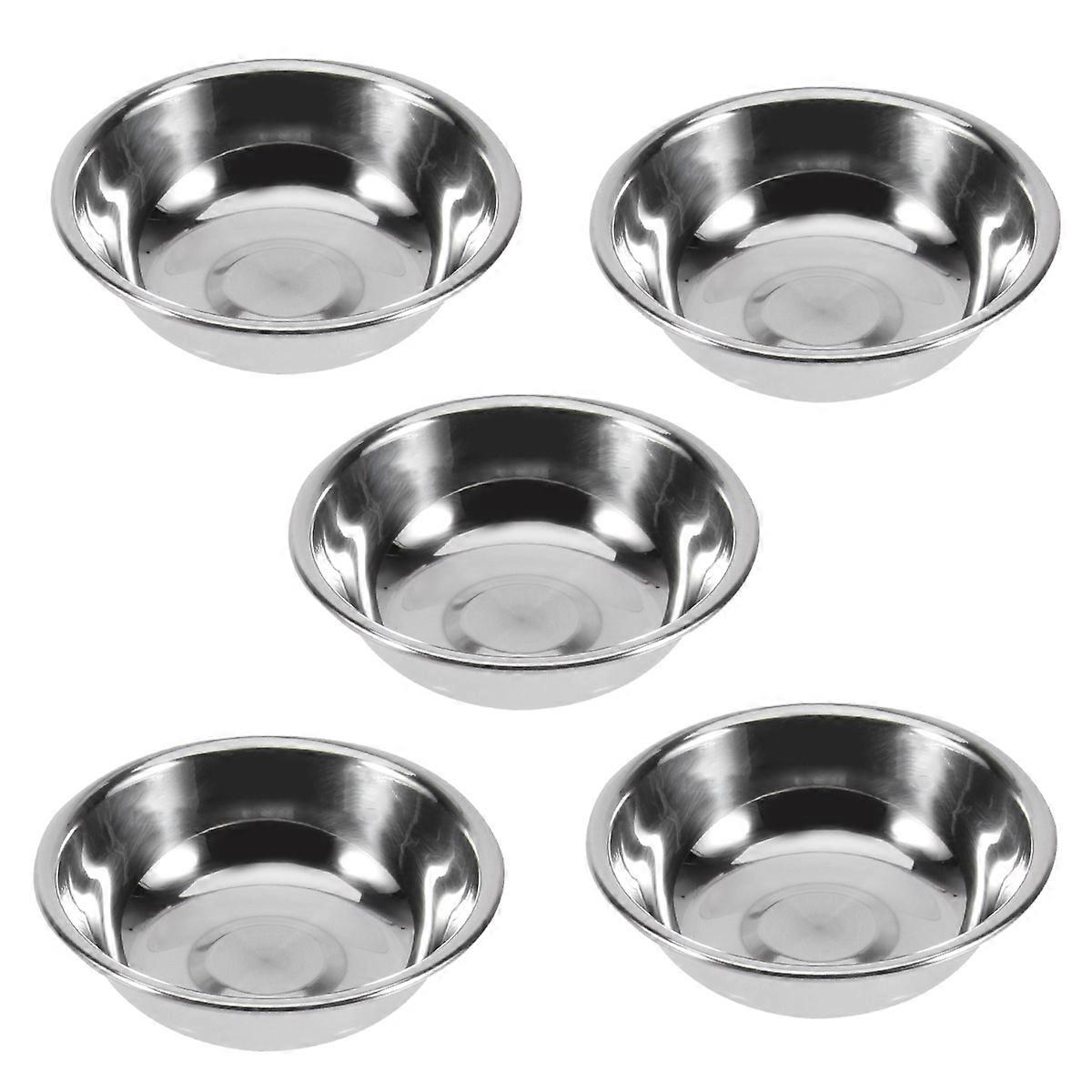 Dipping Sauce Plate Dish Stainless Steel Tray Easy To Clean For Camping And Daily Use 5 Pcs