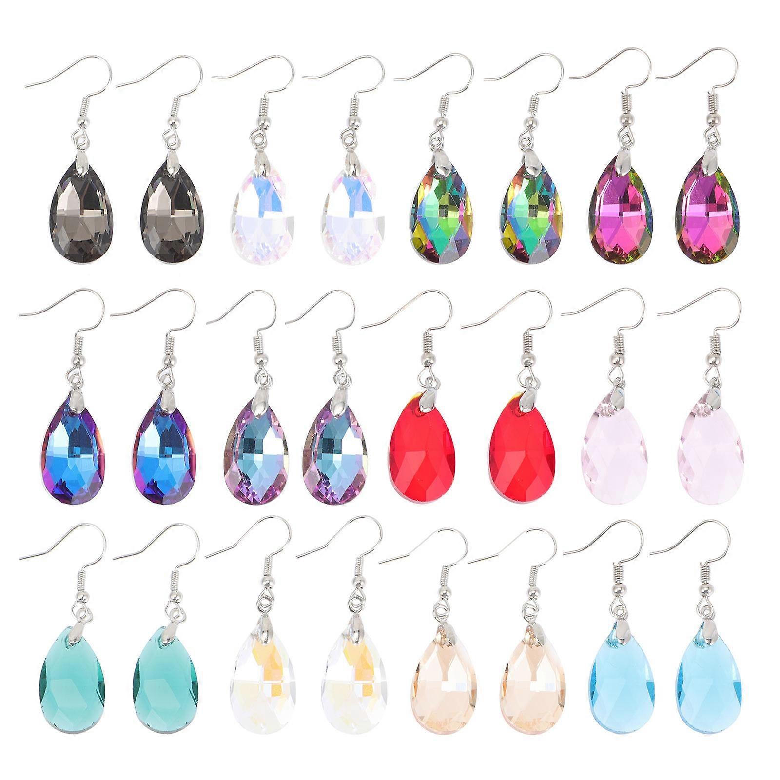 Crystal Earrings Ear Pendant for Decor 12Pairs Assorted Color Dangle
