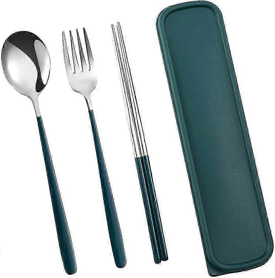 Reusable Stainless Steel Cutlery Set with Spoon, Chopsticks, Fork - Portable Utensils