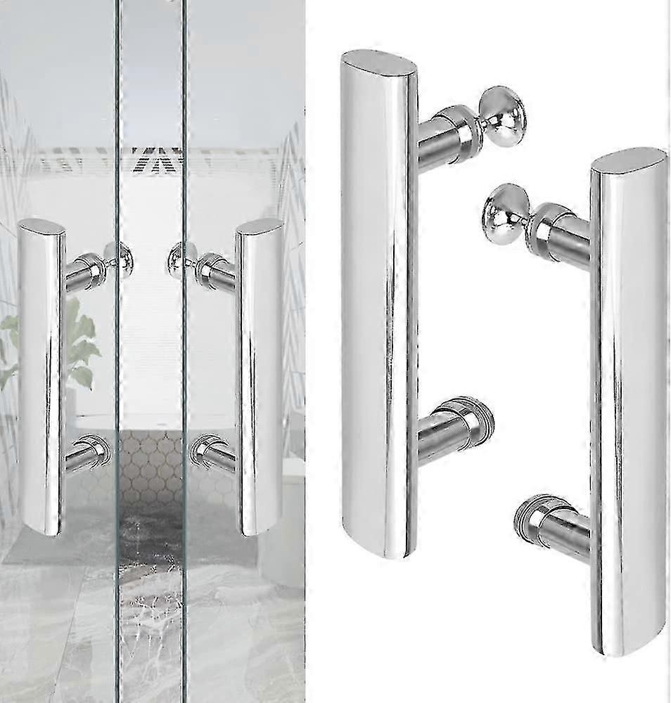 2er-Pack Duschtürknöpfe Verchromte Türknöpfe Doppelseitige Türknöpfe Lochabstand 145 mm für Duschtür-Glastüren