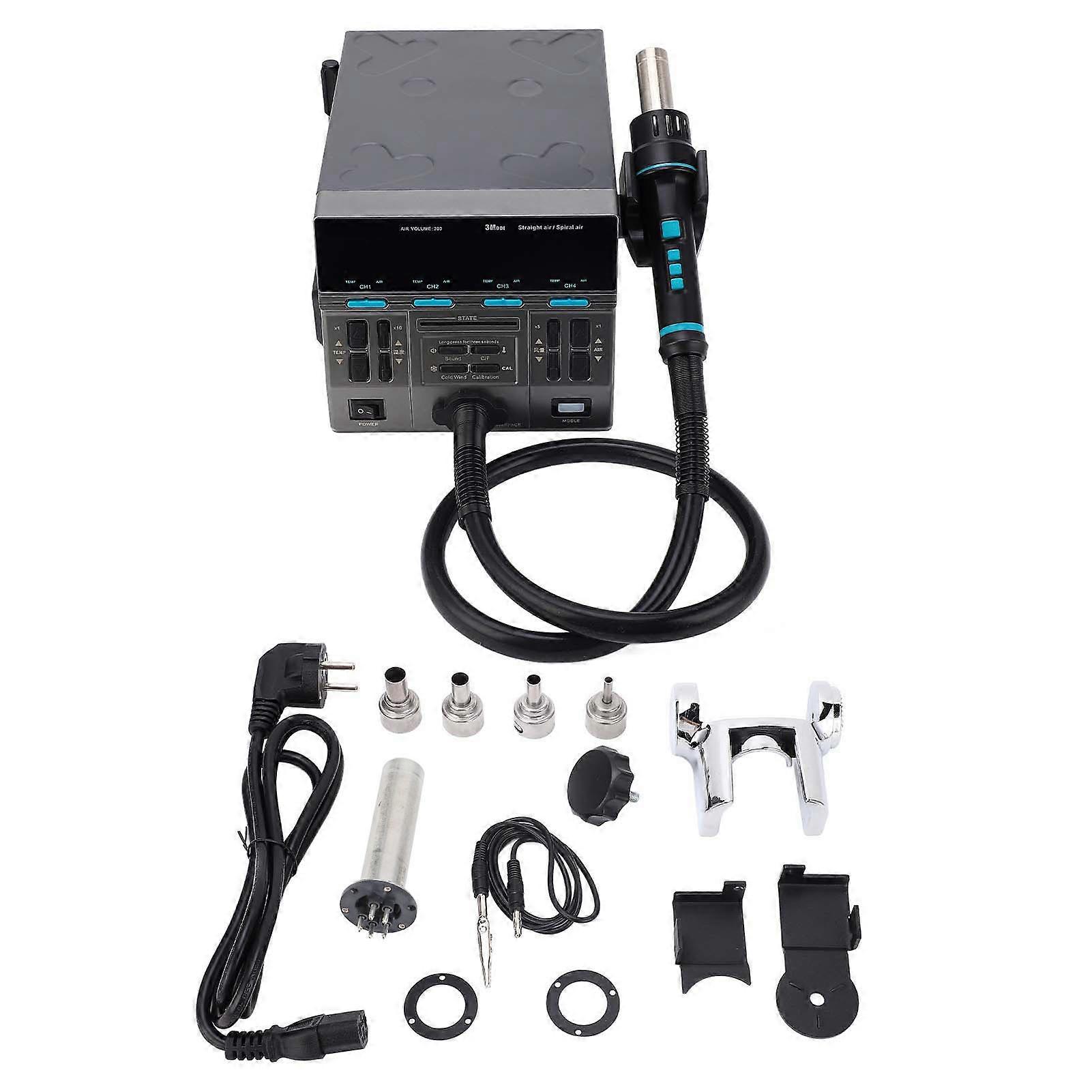 3 Modes Hot Air Rework Station Auto Sleep Digital Display Hot Air Gun Soldering Station 1300W EU Plug AC220V