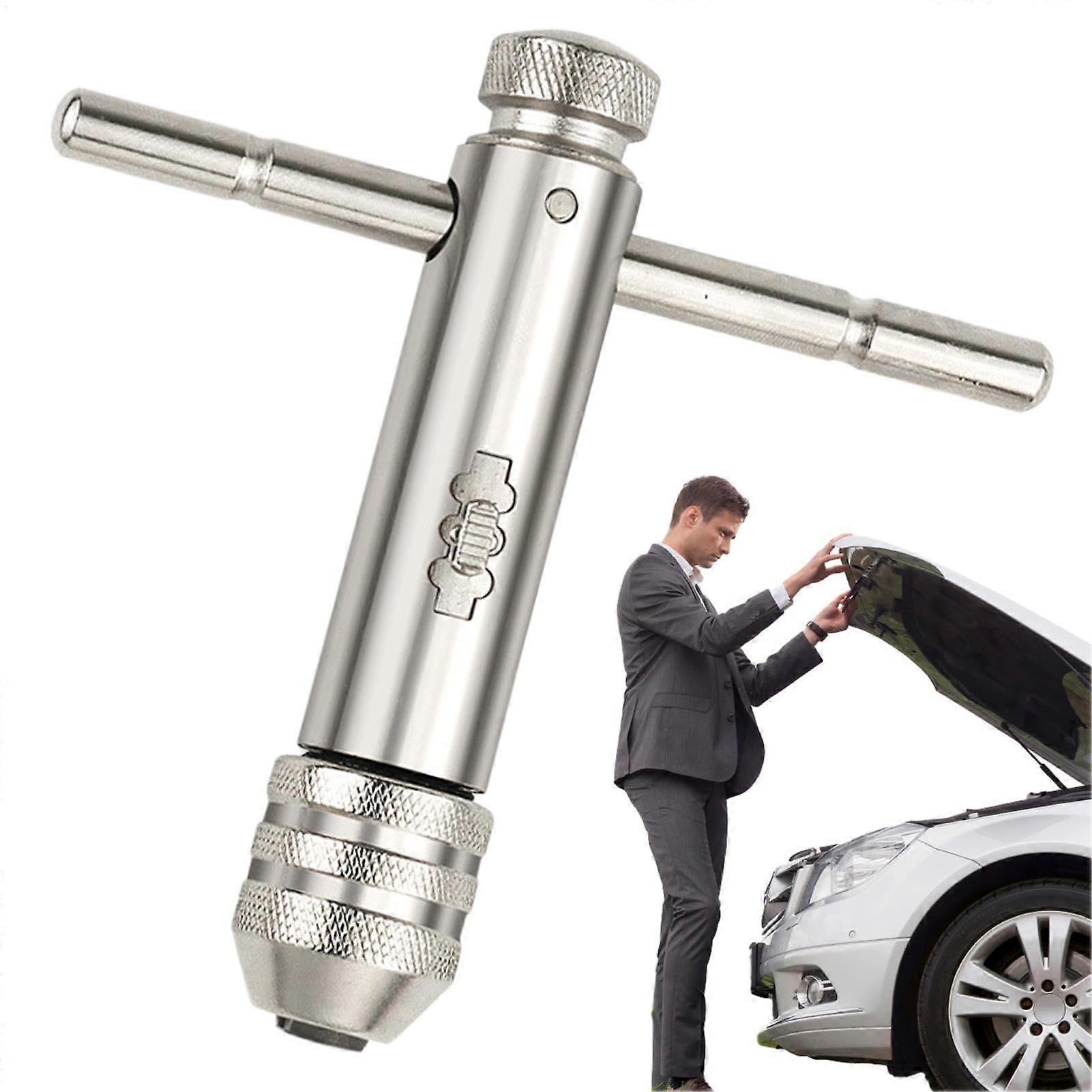 Ratchet handle, adjustable ratchet wrench, tap handle, nonslip Thandle threading tool, portable ratchet wrench for tightening end fittings