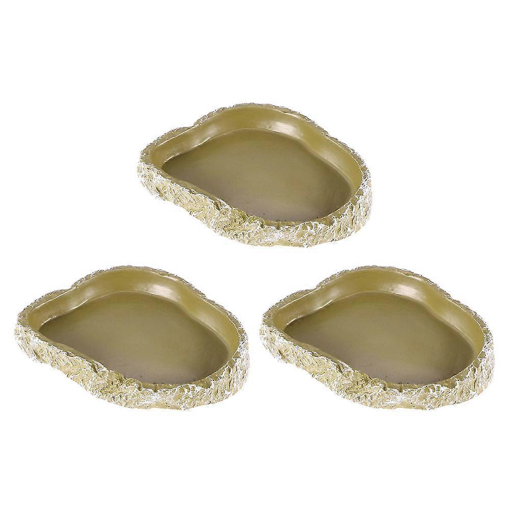 Turtle Feeder Reptile Water Bowl Decoration Bark Texture 10X7.5CM 3Pcs