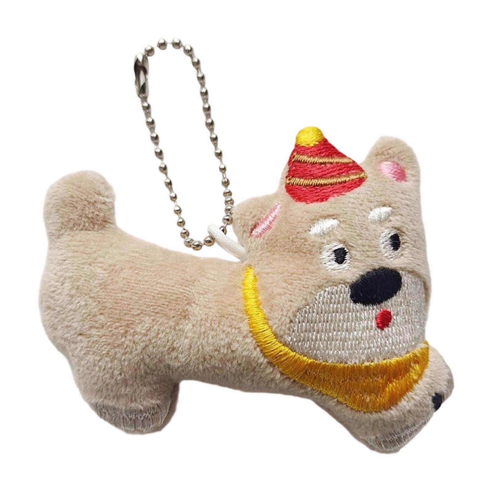 Artistic PP Cotton Filled Puppy Keychain Plush Toy with Detailing Charm for Bag Zippers and Personal Item Adornment Multicolor