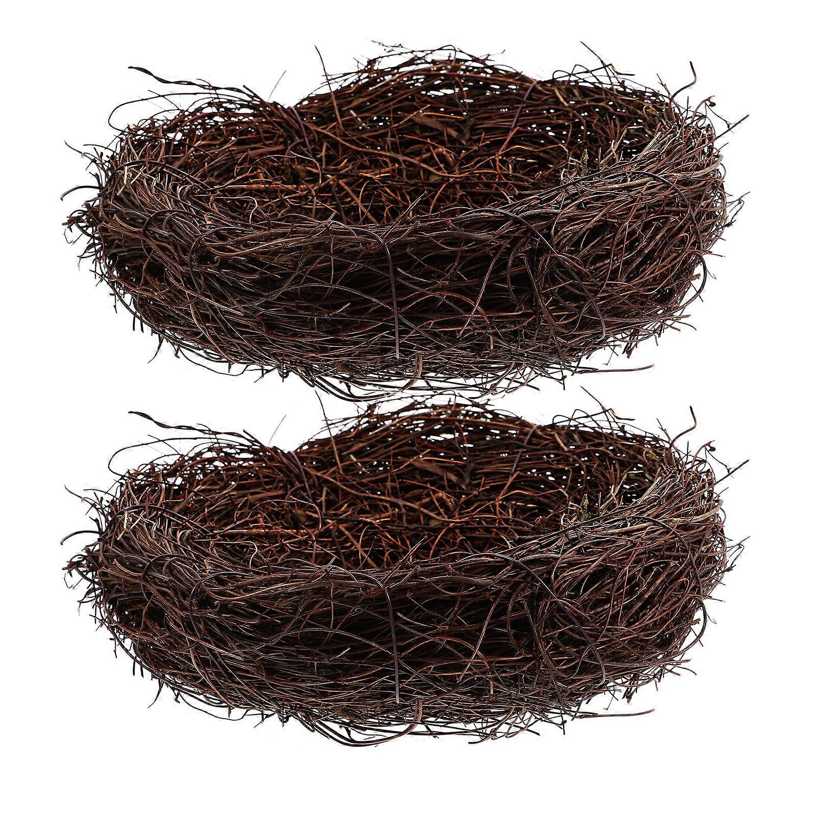 Here's a polished product description based on the title you provided:
**2pcs Rattan Woven Artificial Bird Nest Ornament – Lightweight Garden &