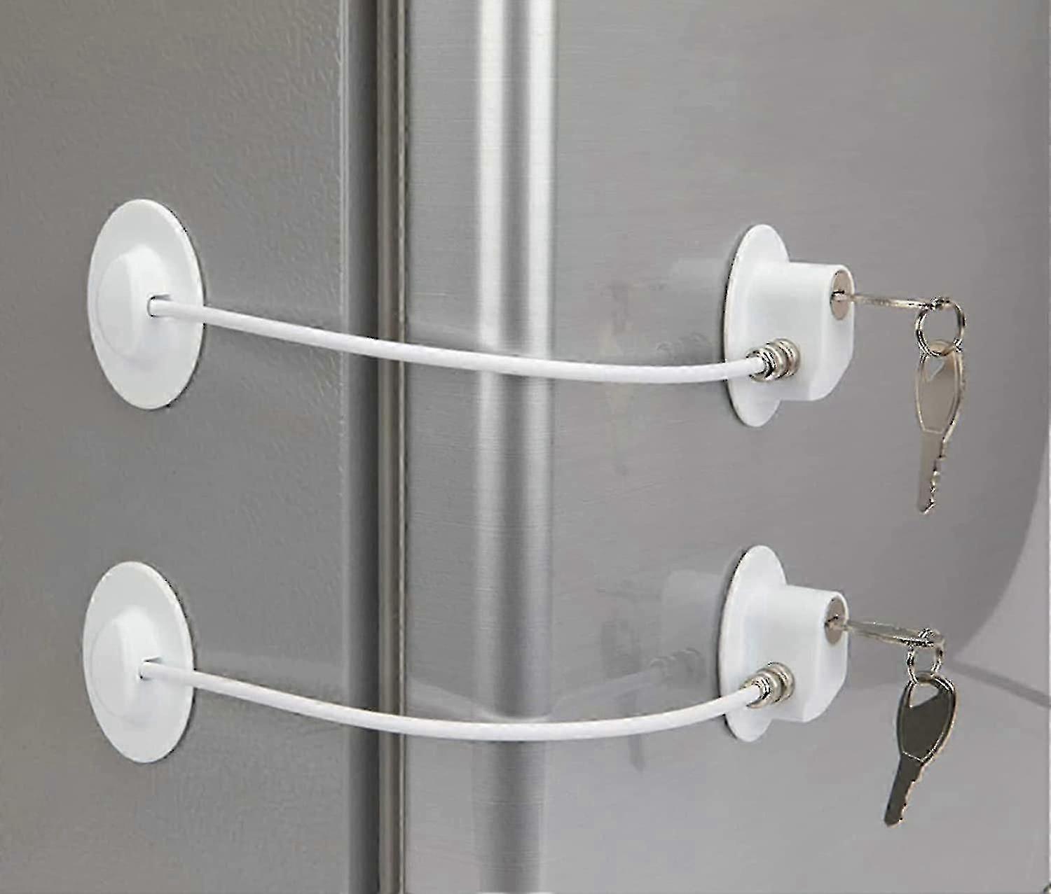 2 Pack Refrigerator Lock With 4 Keys, Refrigerator Lock Dorm Freezer Door Lock And Child Safety Cabinet Lock With Strong Adhesive